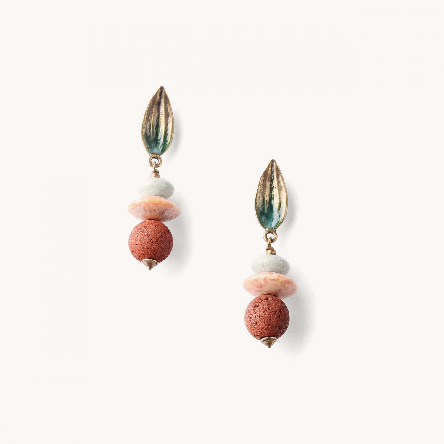 Boucles d'oreilles Jardin Du Desert pierre calcaire pierre de lave 12--76632 Nature Bijoux