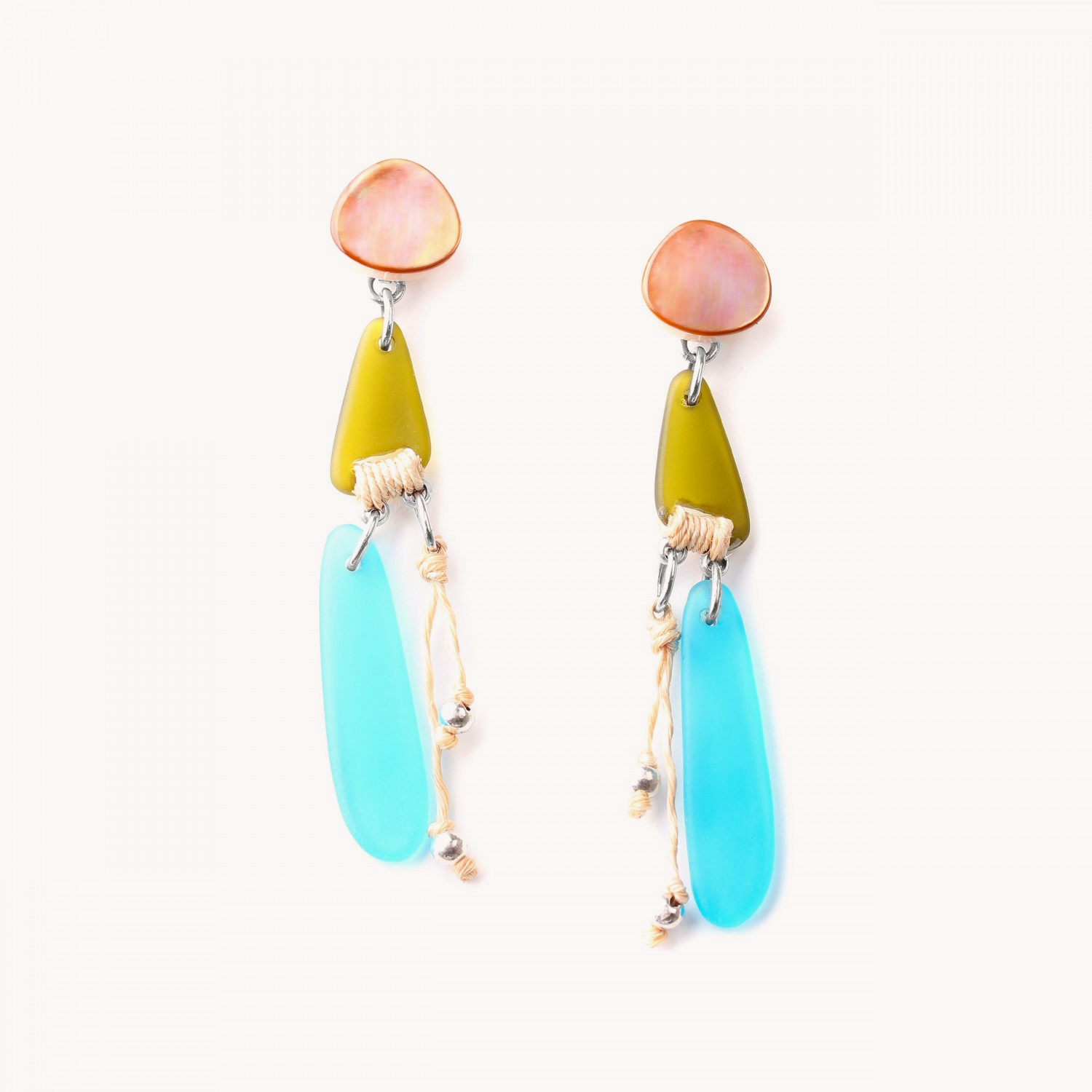 Boucles d'oreille Nature Bijoux Belle Ile Nacre brune Verre recyclé 12--72801