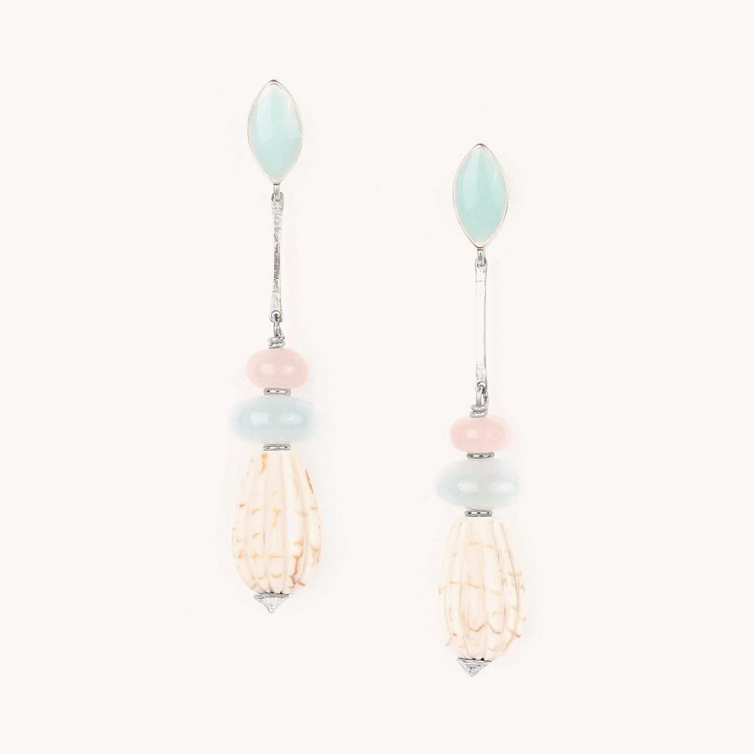 Boucles d'oreilles Secret Garden en howlite Nature Bijoux 12--73922