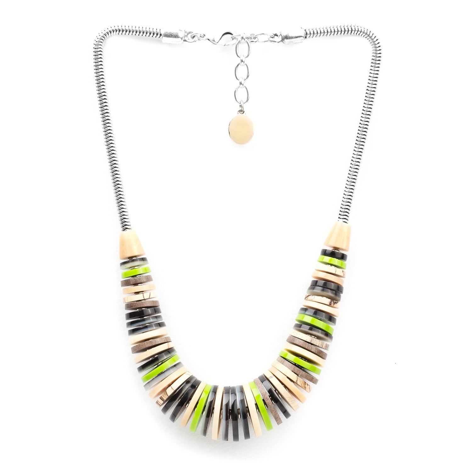 Collier Escape détail matières ébène gris nacre 15--40802 Nature Bijoux
