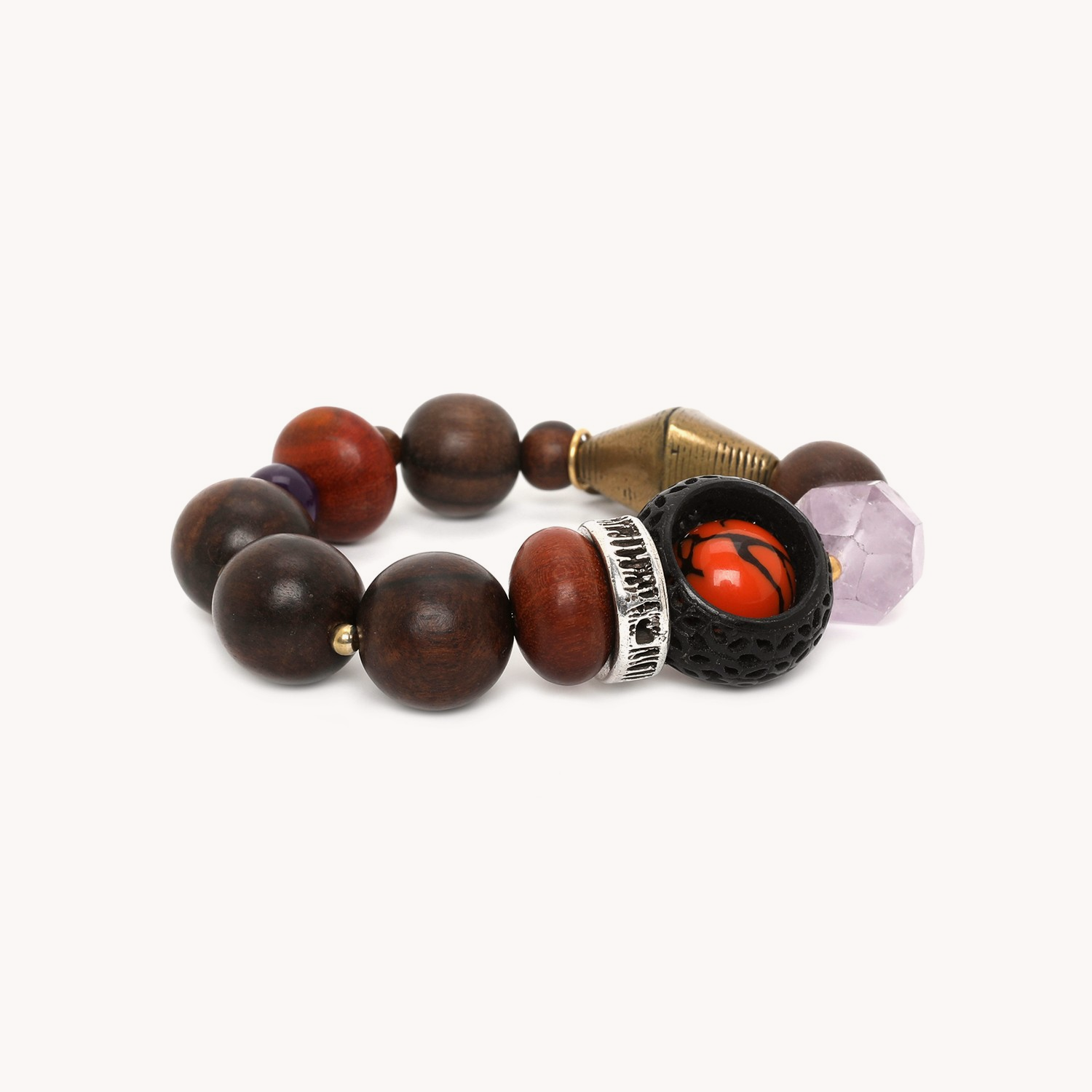 Bracelet Melting Pot matières naturelles améthyste ébène 13--32840 Nature Bijoux