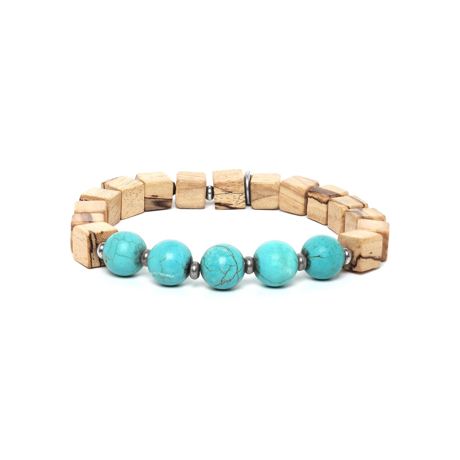 Bracelet Nature Bijoux Cubes howlite turquoise 13--31632