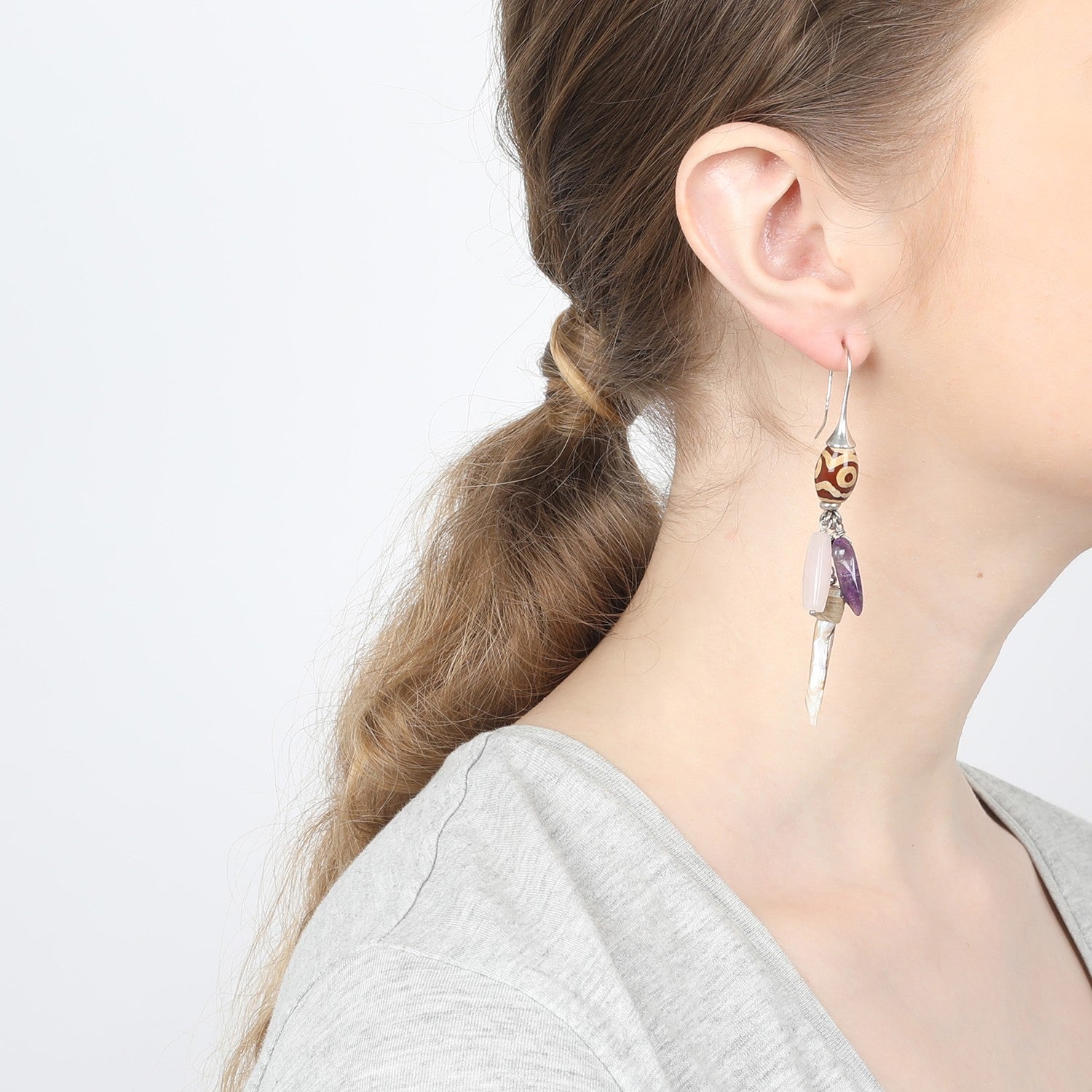 Détail pierres semi-précieuses agate améthyste quartz rose Nature Bijoux 12--74705