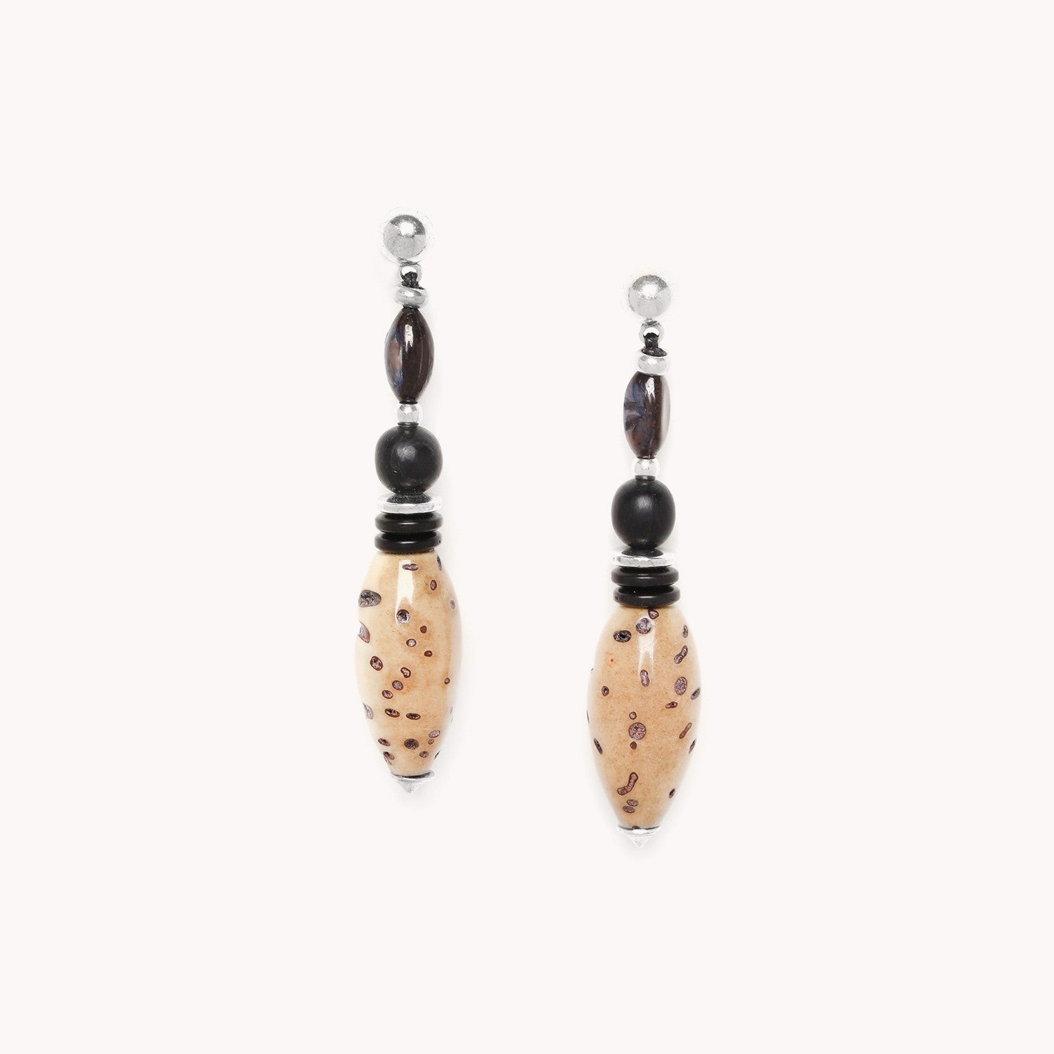 Boucles d'oreilles Nature Bijoux Serval en corne, graine bodhi et nacre perlière 12--74834