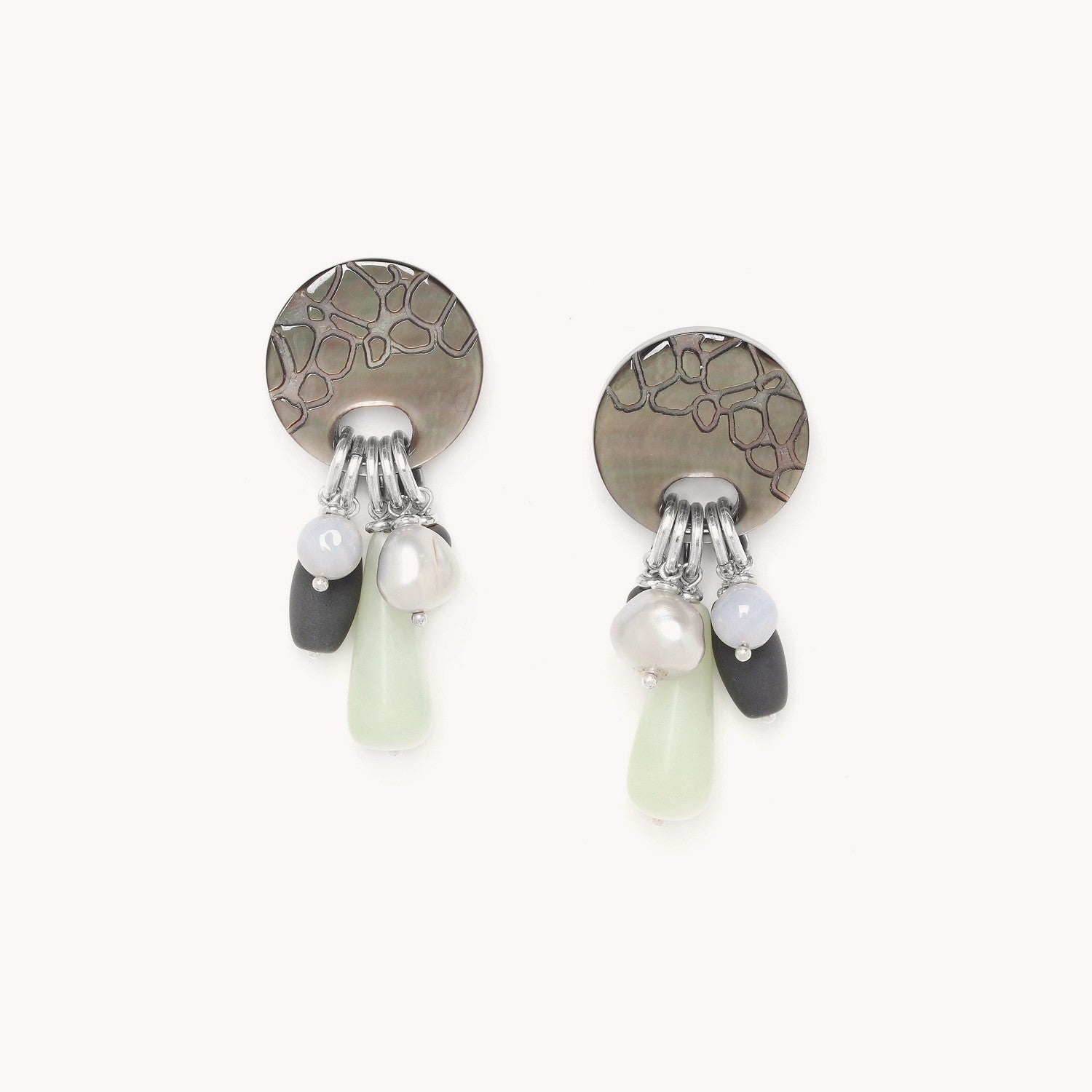 Boucles d'oreille Frozen Fjord calcédoine bleue jade perles 12--75020 Nature Bijoux
