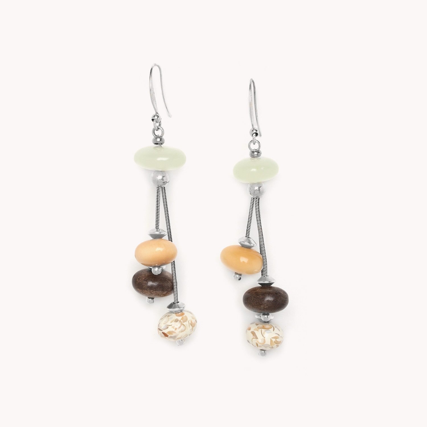 Boucles d'oreilles Nature Bijoux Galets bois graines jade perles 12--75120