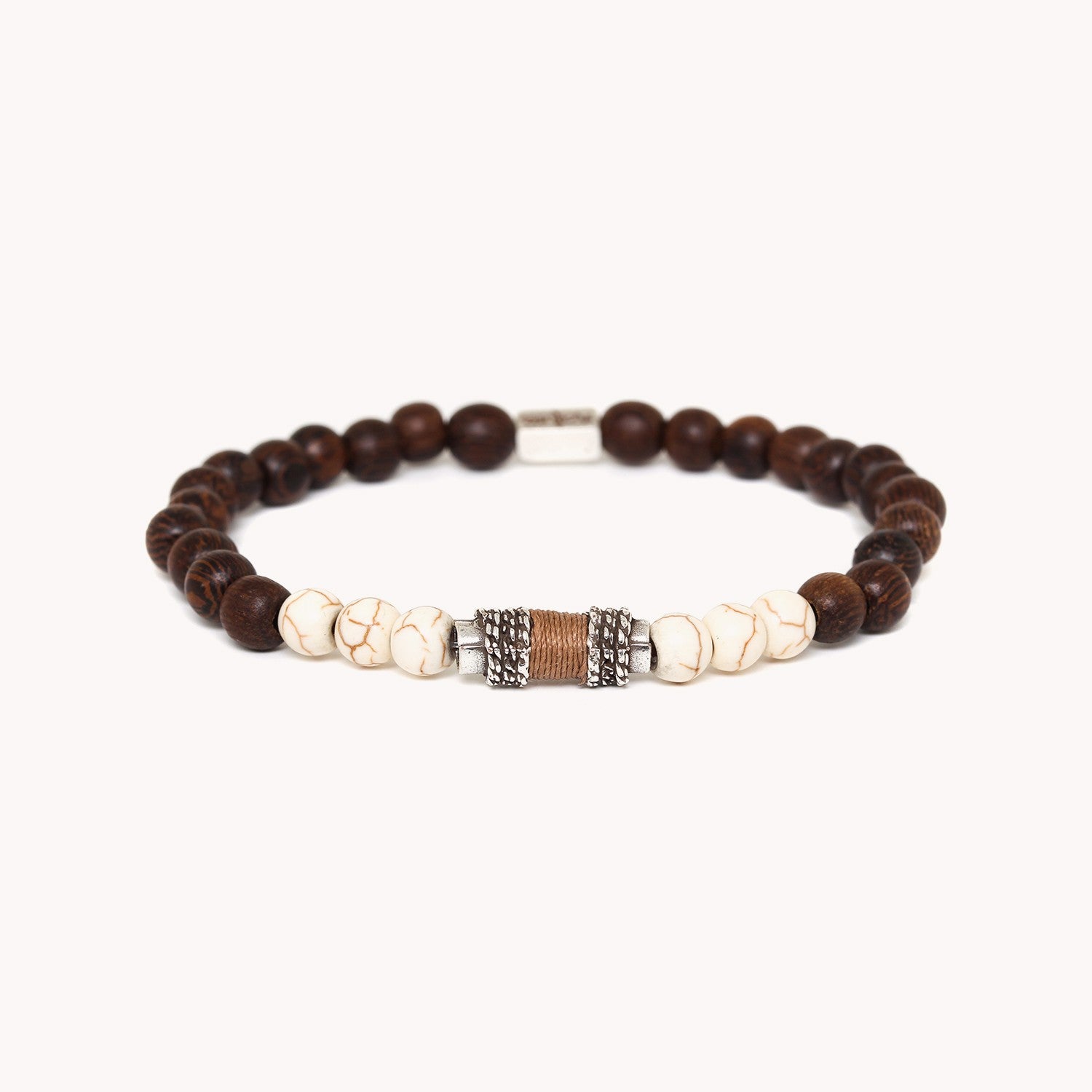 Bracelet Bobine extensible howlite bois 13--42950 Nature Bijoux