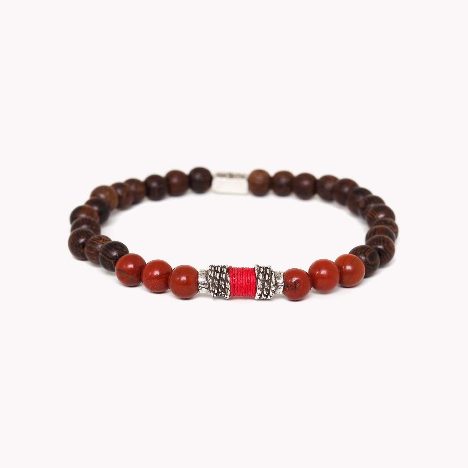 Bracelet Bobine jaspe rouge étain laiton robles 13--42953 Nature Bijoux