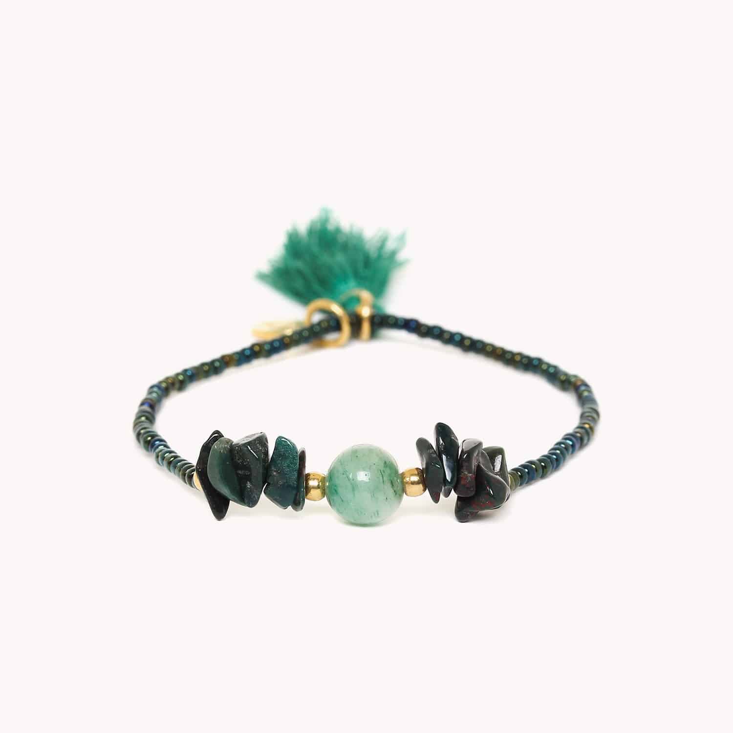 Bracelet Nature Bijoux Colorama jaspe vert perle de rocaille 13--42994