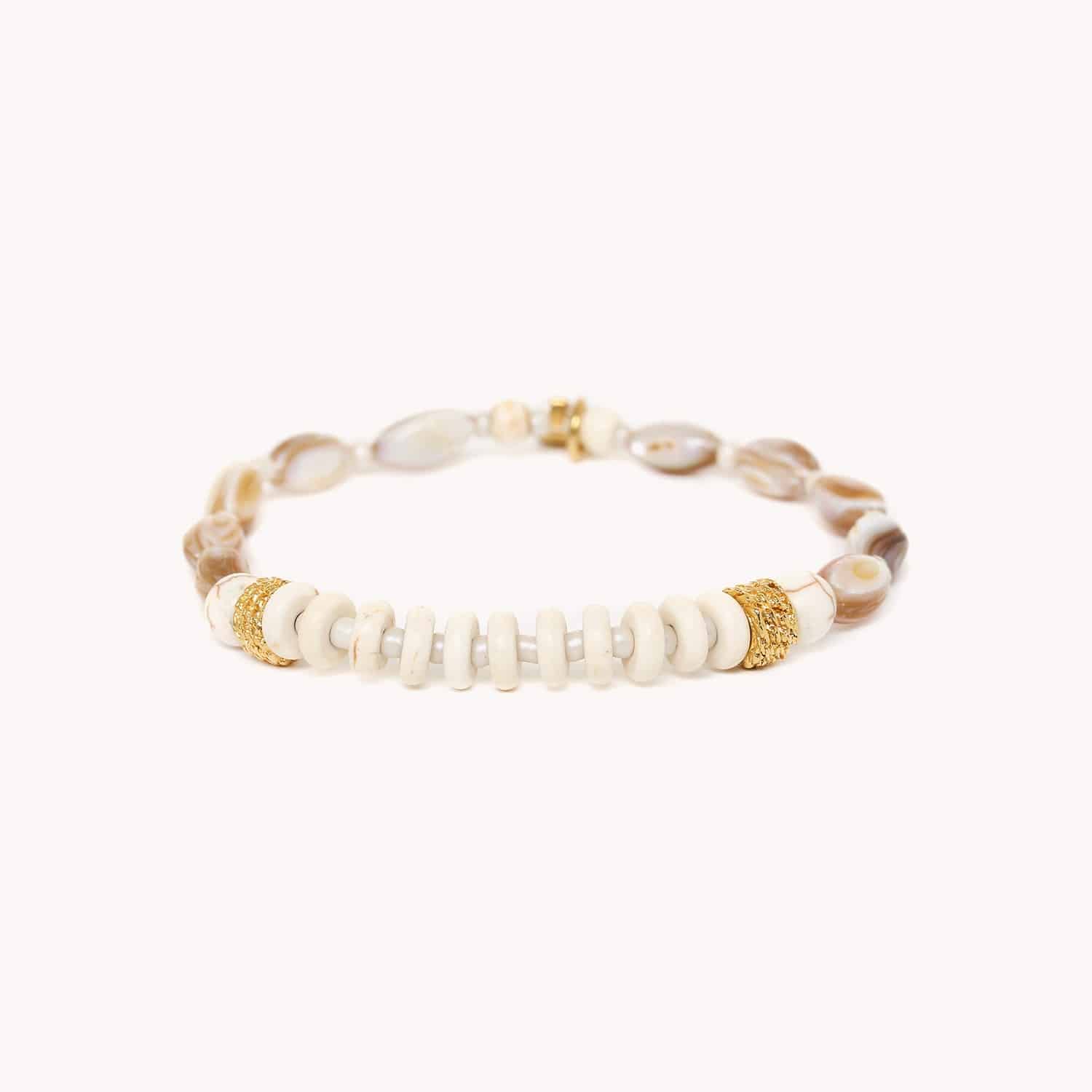 Bracelet Colorama extensible en howlite, laiton et perle de rocaille 13--43001 Nature Bijoux