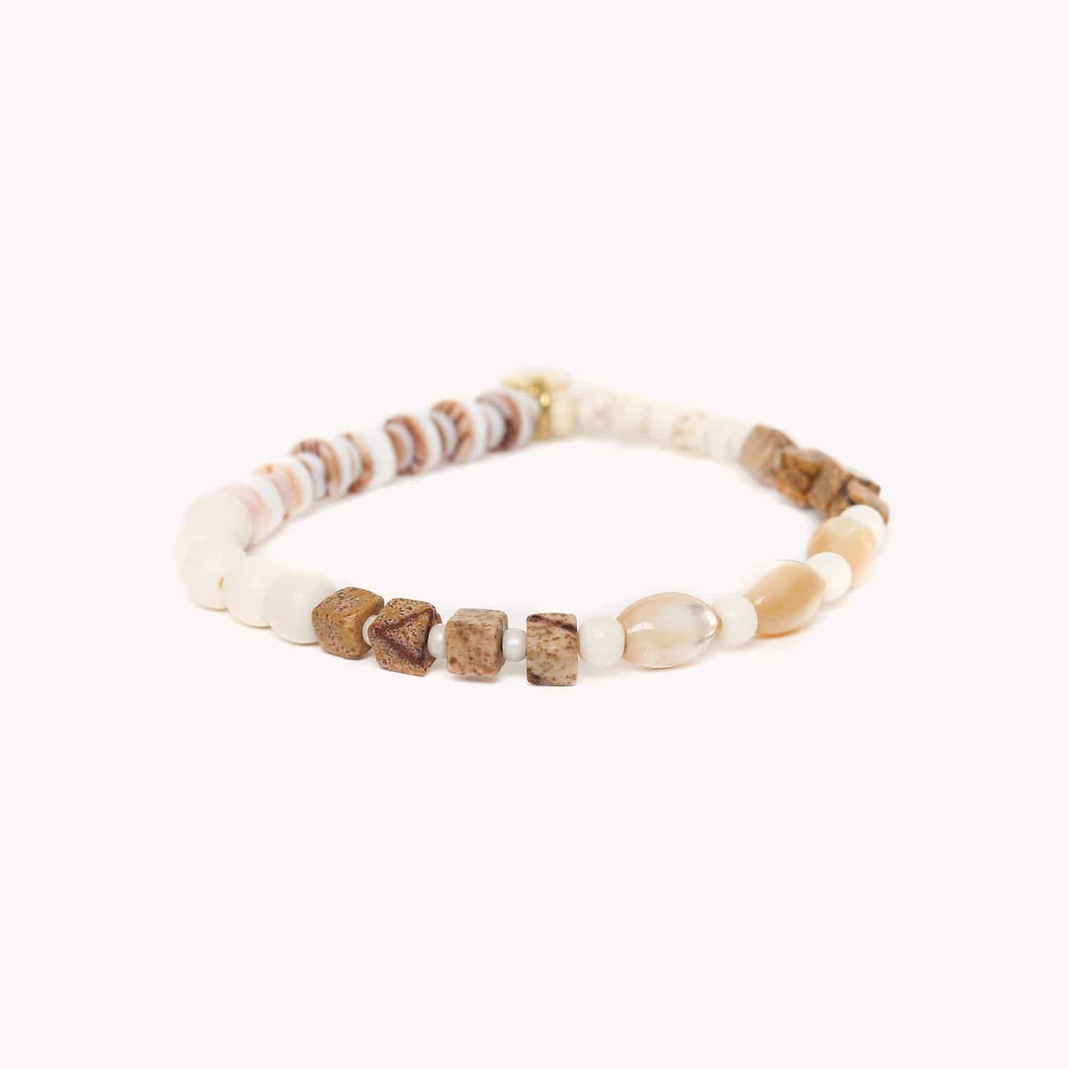 Bracelet Colorama extensible jaspe howlite coquillages 13--43002 Nature Bijoux