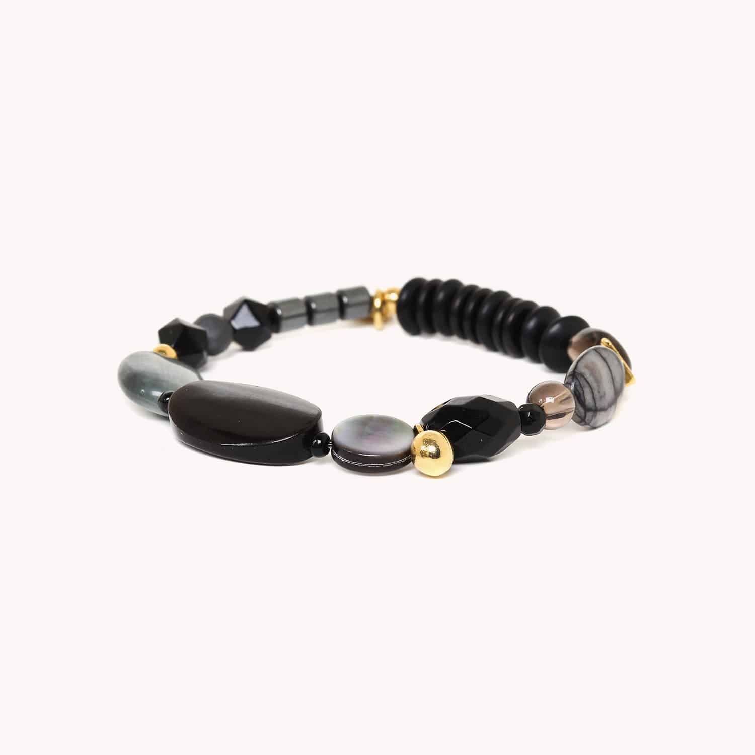 Bracelet Colorama extensible Manhattan 2 en hématite et nacre 13--43011 Nature Bijoux