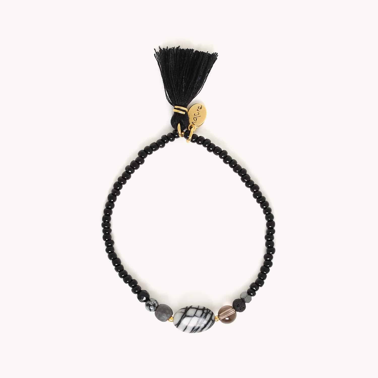 Bracelet extensible détail pierres naturelles 13--43014 Nature Bijoux