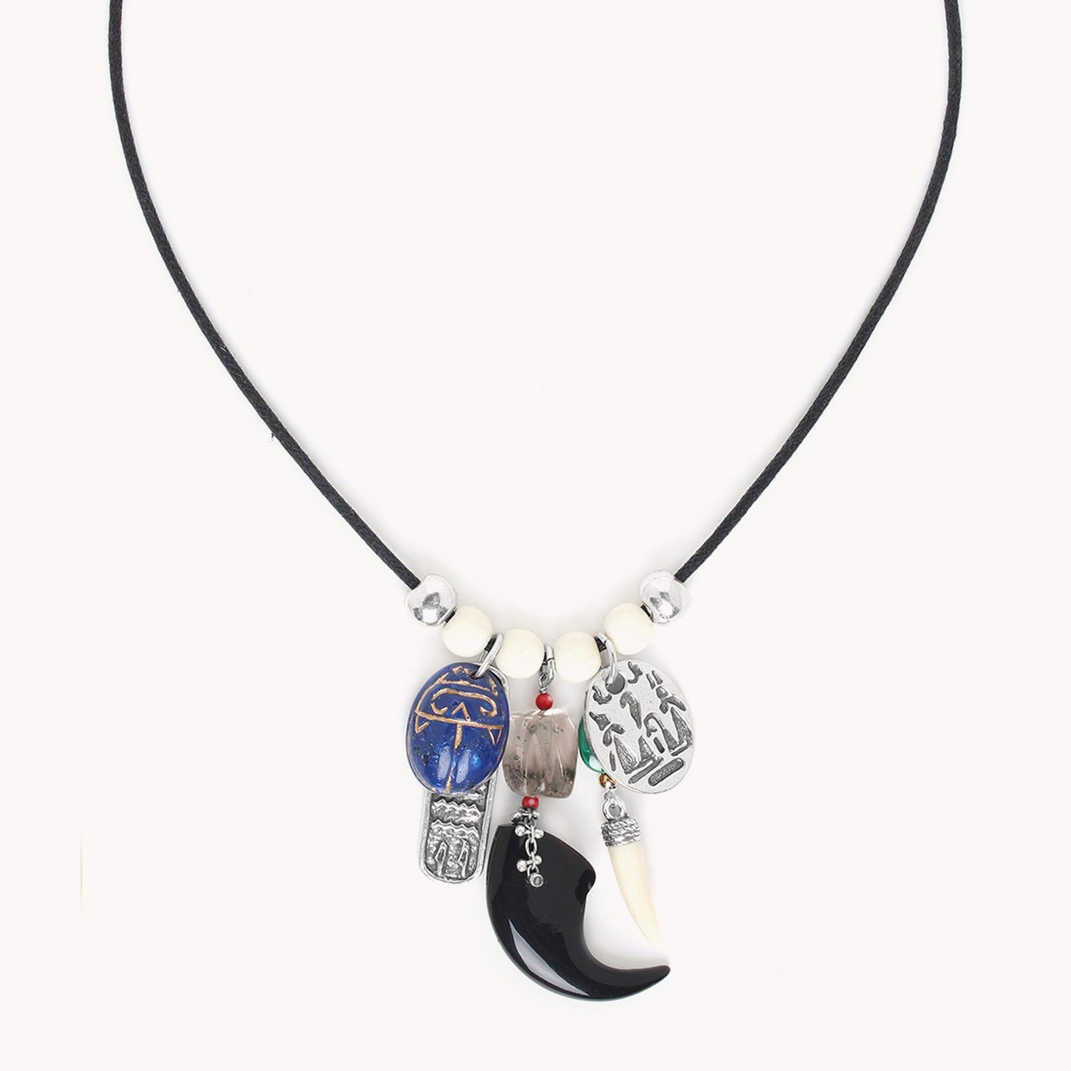 Collier Sekhmet multi pampilles corne lapis-lazuli Nature Bijoux 15--41361