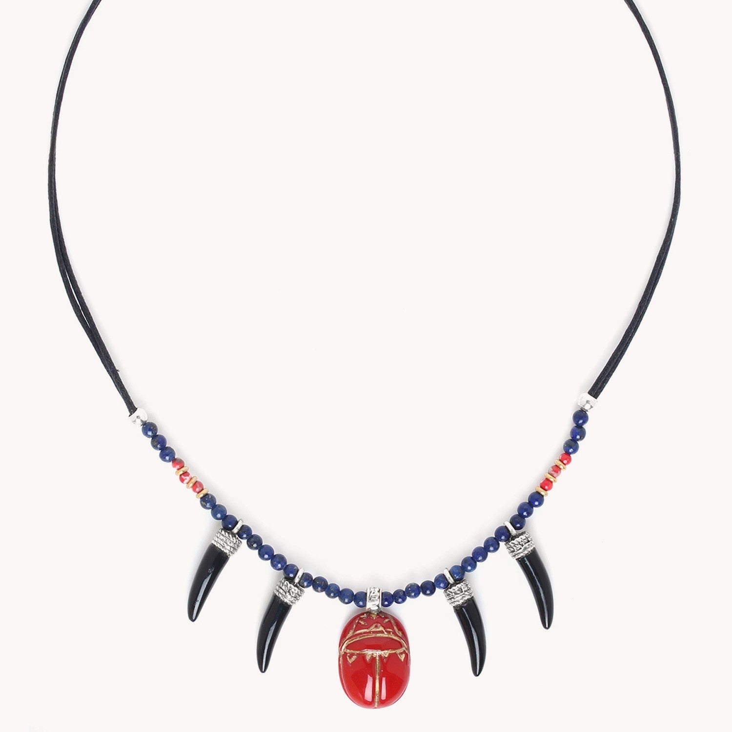 Collier Sekhmet corne howlite lapis-lazuli 15--41363 Nature Bijoux