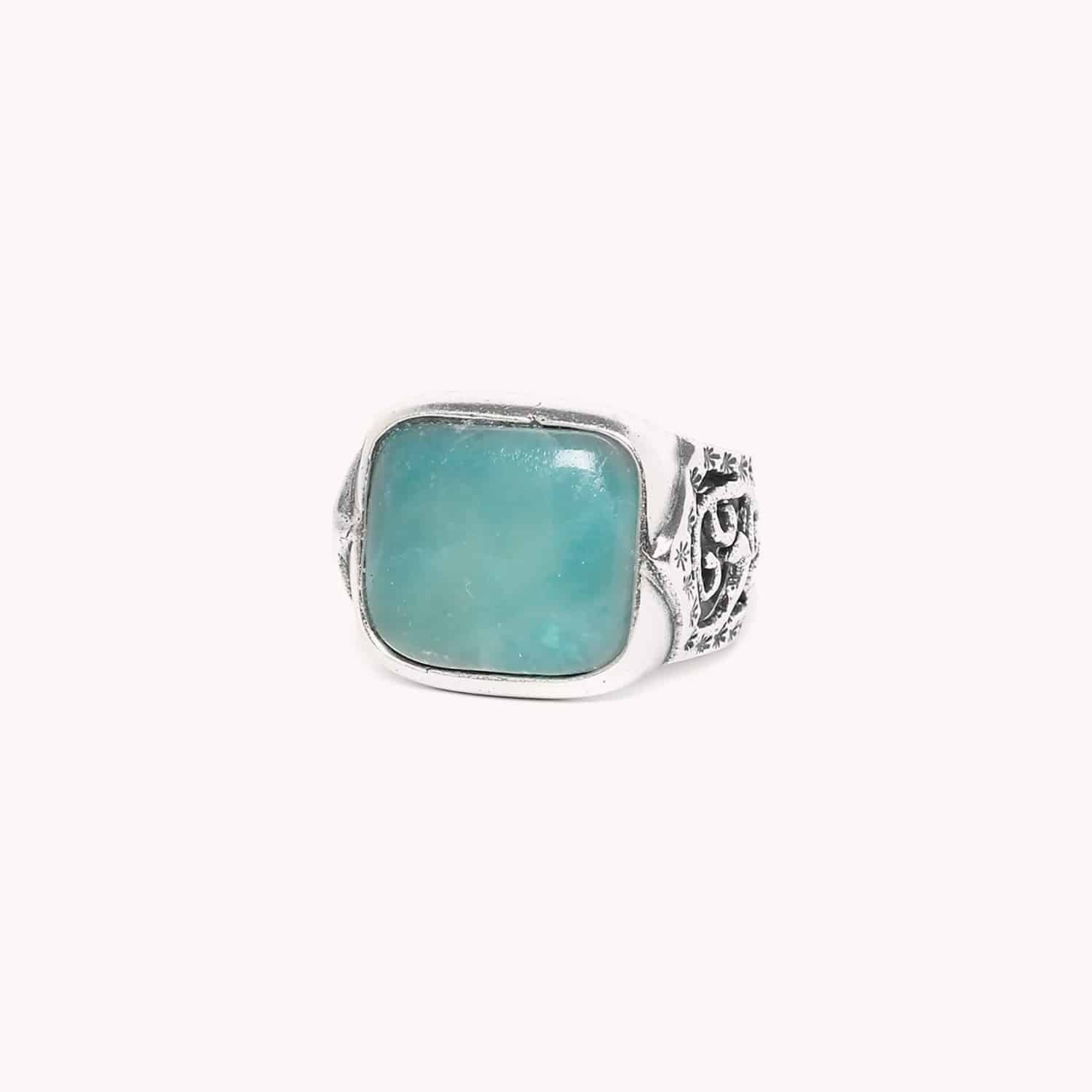 Bague Alambra amazonite métal argenté 19--24872 Nature Bijoux