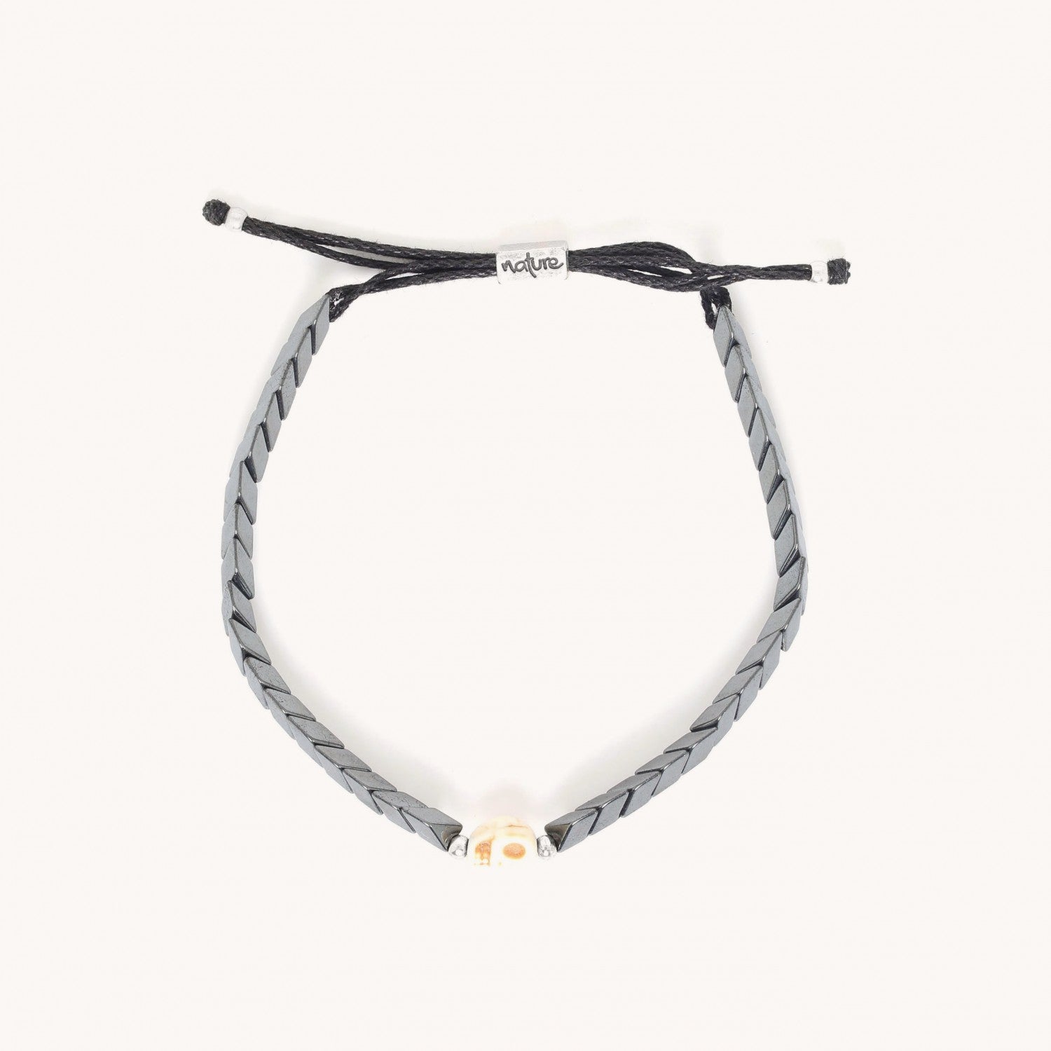 Bracelet Caporal réglable détail crâne 13--33453 Nature Bijoux