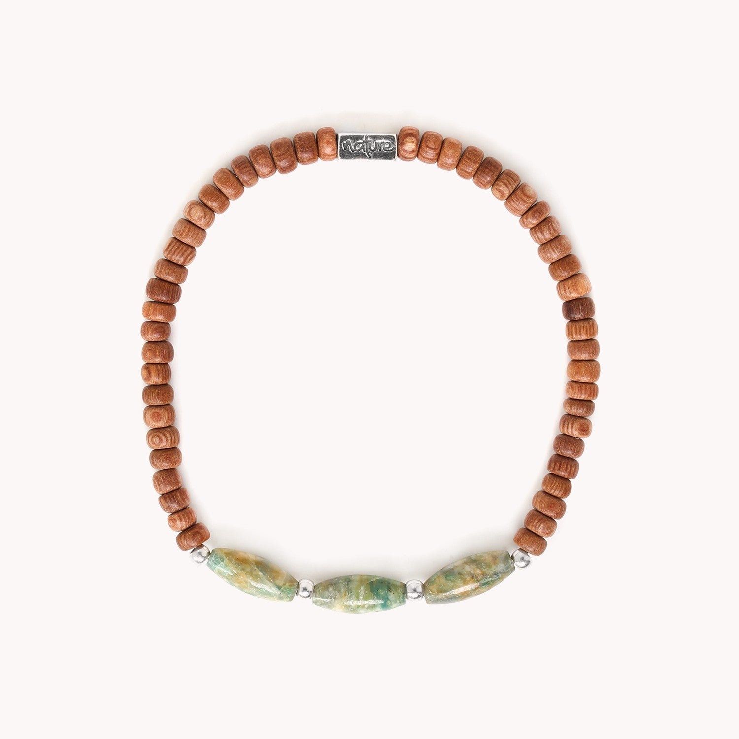 Bracelet homme ajustable détail agate mousse 13--42497 Nature Bijoux