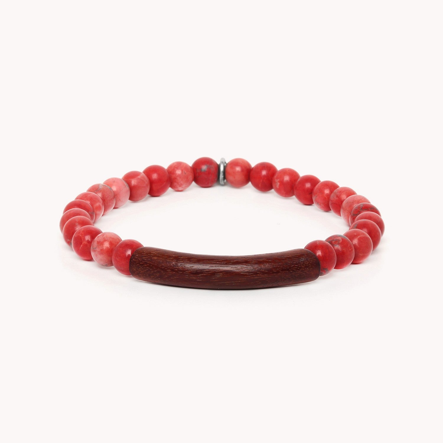 Bracelet Homme Tube extensible howlite rouge 13--31645 Nature Bijoux