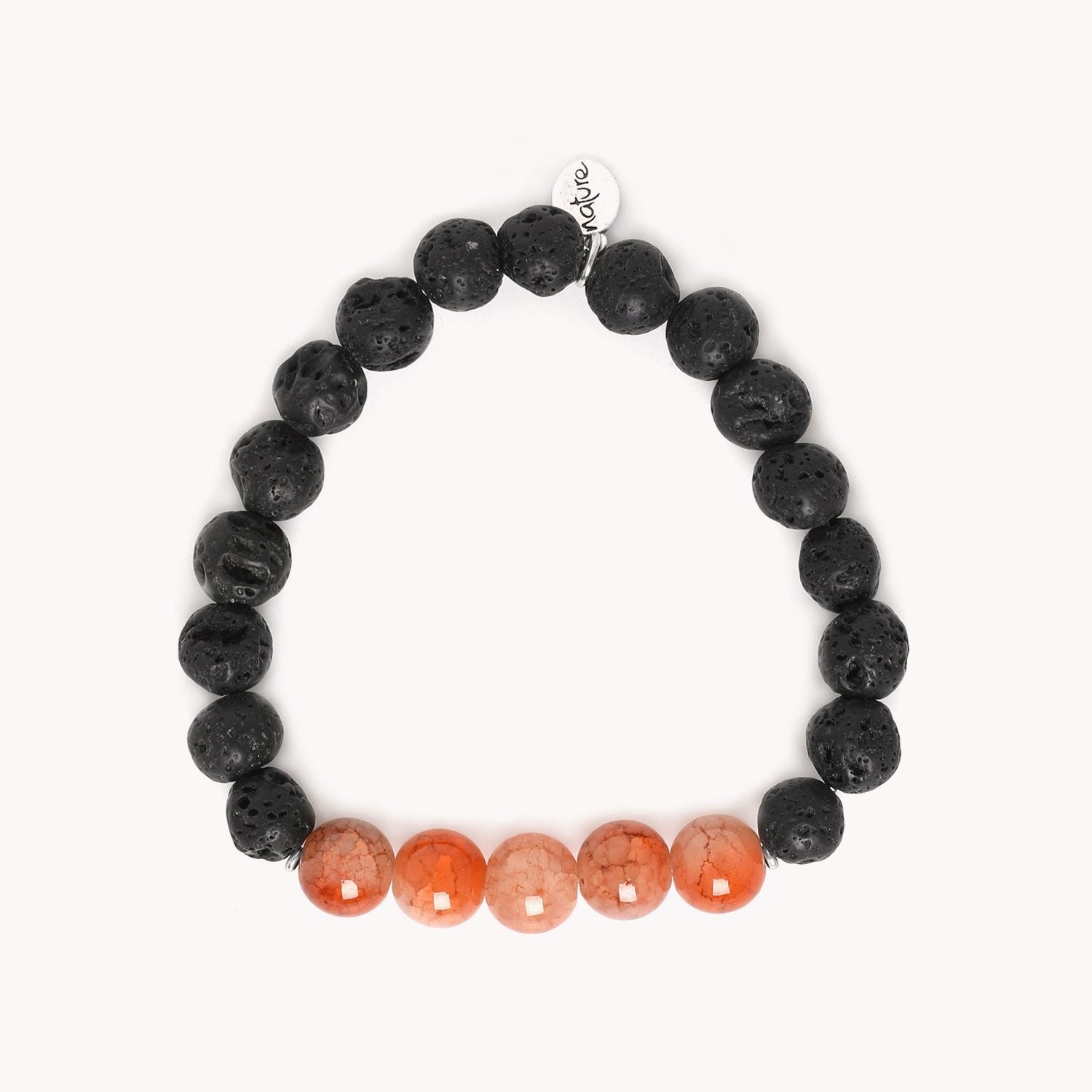Détail perles pierre de lave et agate teintée 13--32936 Nature Bijoux