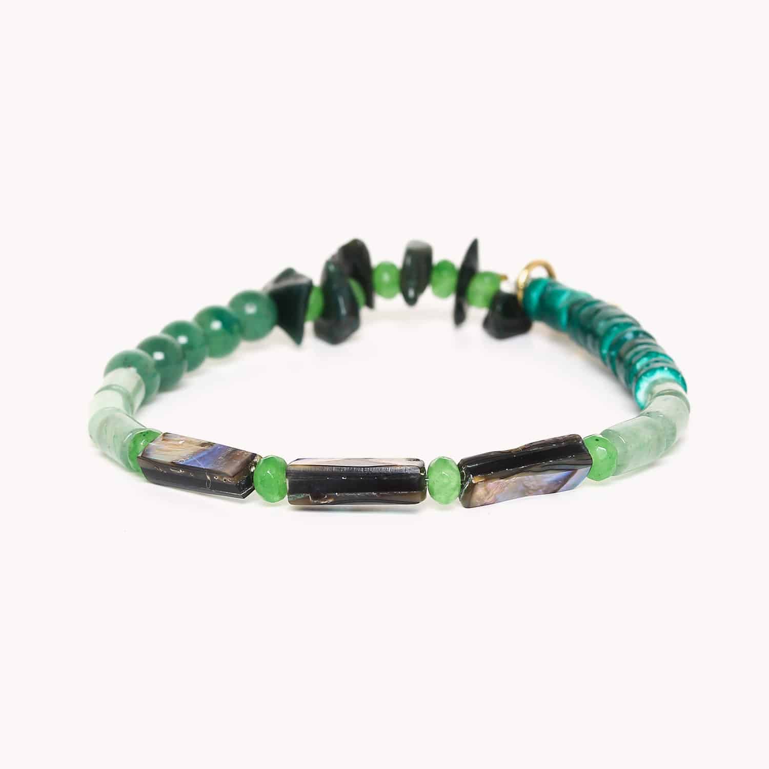 Bracelet Colorama en aventurine verte, jaspe vert, palourde 13--42992 Nature Bijoux