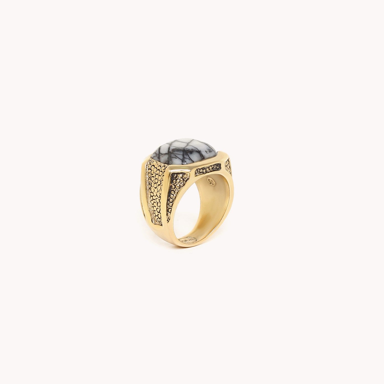 Détail pierre jaspe laiton bague 19--24960 Nature Bijoux