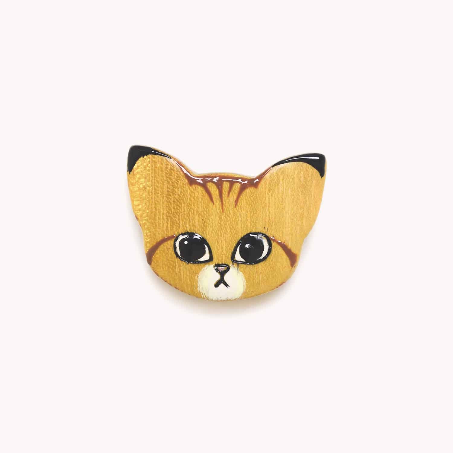 Broche Nature Bijoux Le Chat bois laiton résine 10--23884