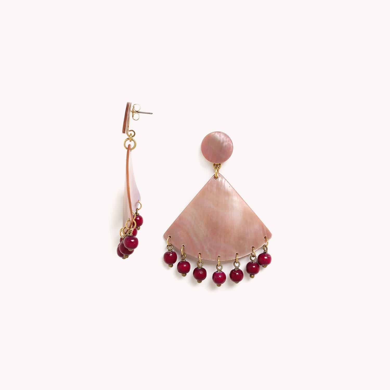 Boucles d'oreilles détail perles bois 12--78922 Nature Bijoux
