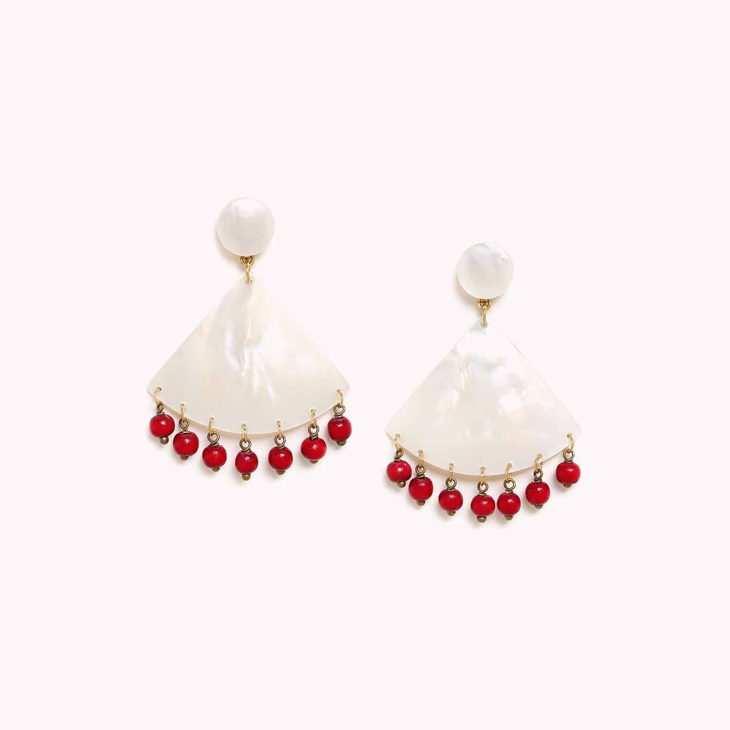 Boucles d'oreilles Riviera bois rouge cerise 12--78923 Nature Bijoux
