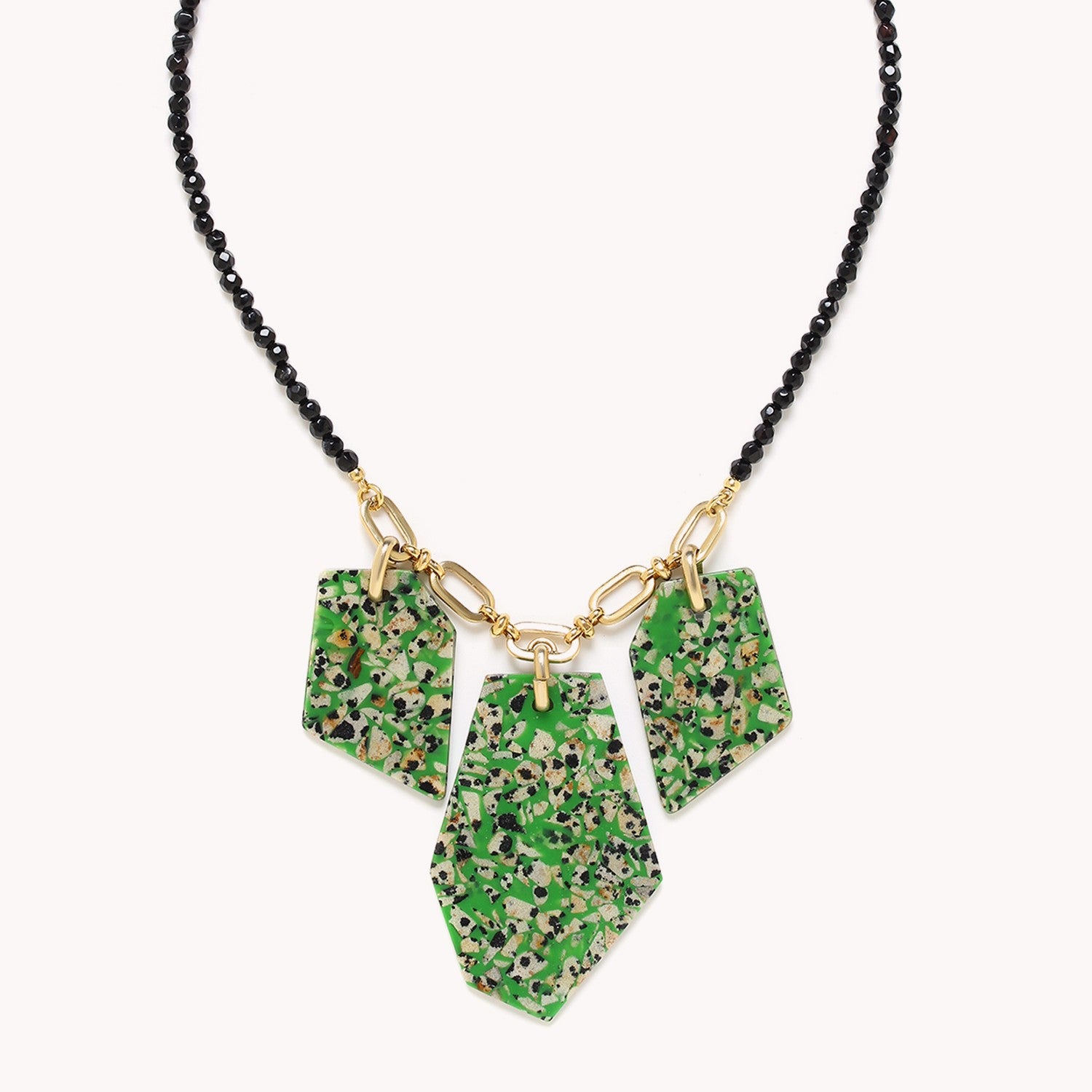 Collier Palazzo plastron terrazzo vert 15--42830 Nature Bijoux