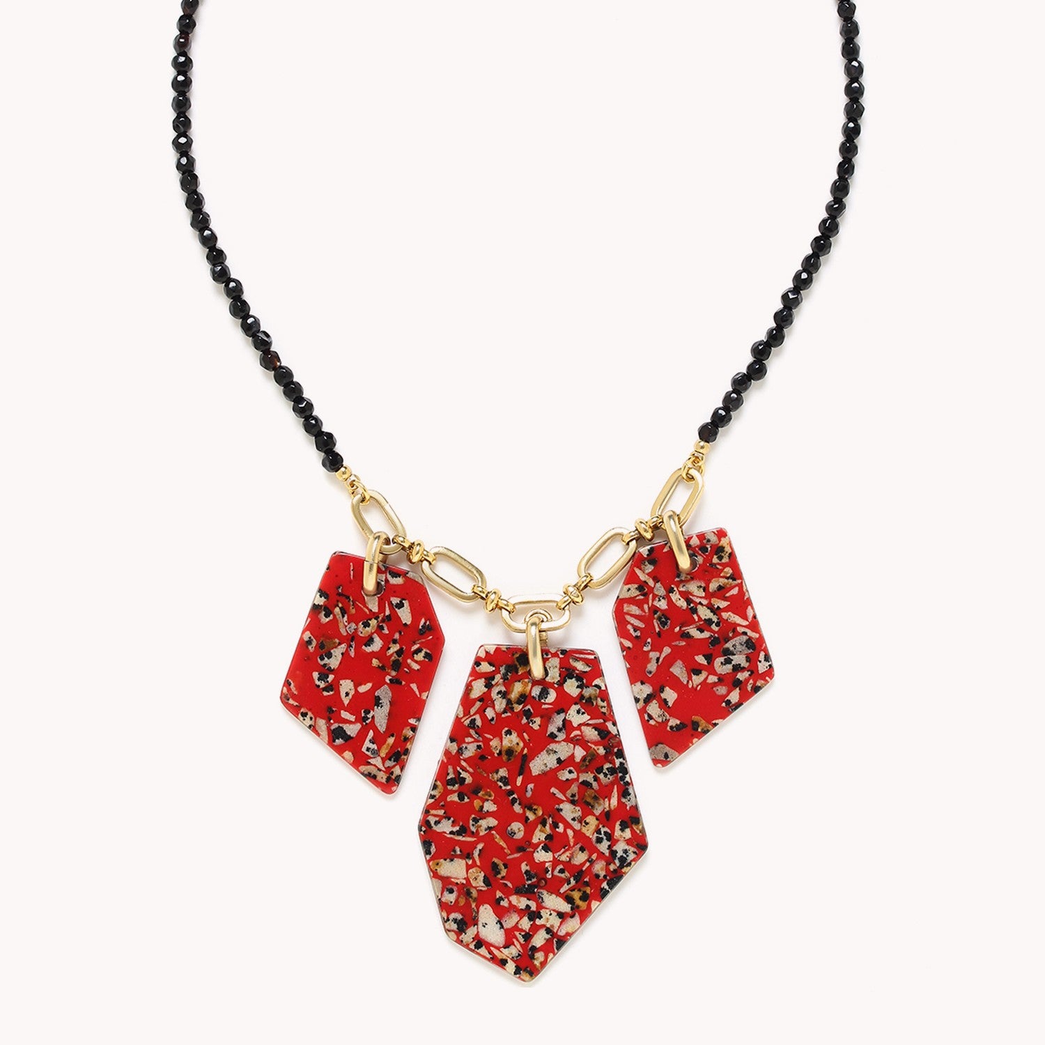 Collier Palazzo plastron terrazzo rouge 15--42831 Nature Bijoux