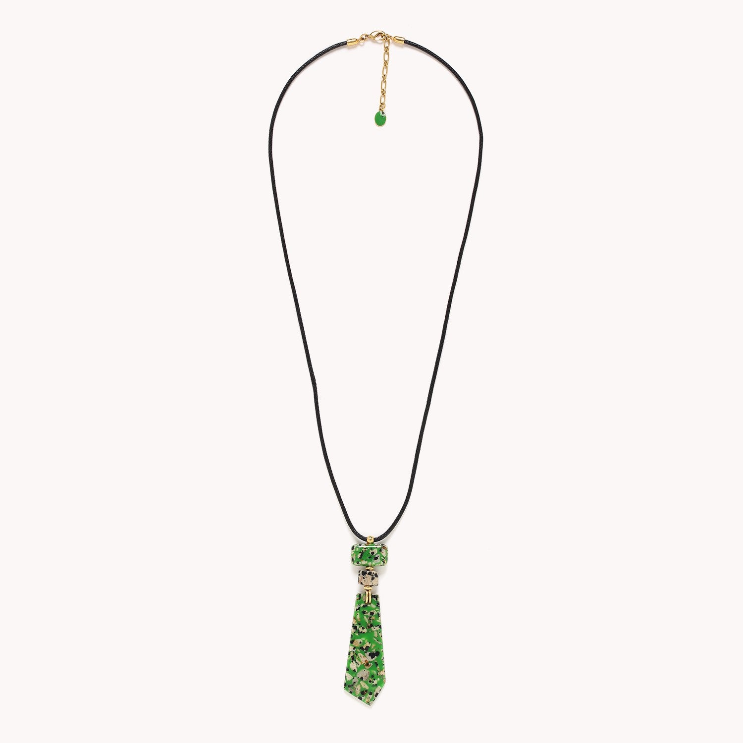 Détail long pendentif terrazzo vert 15--42832 Nature Bijoux