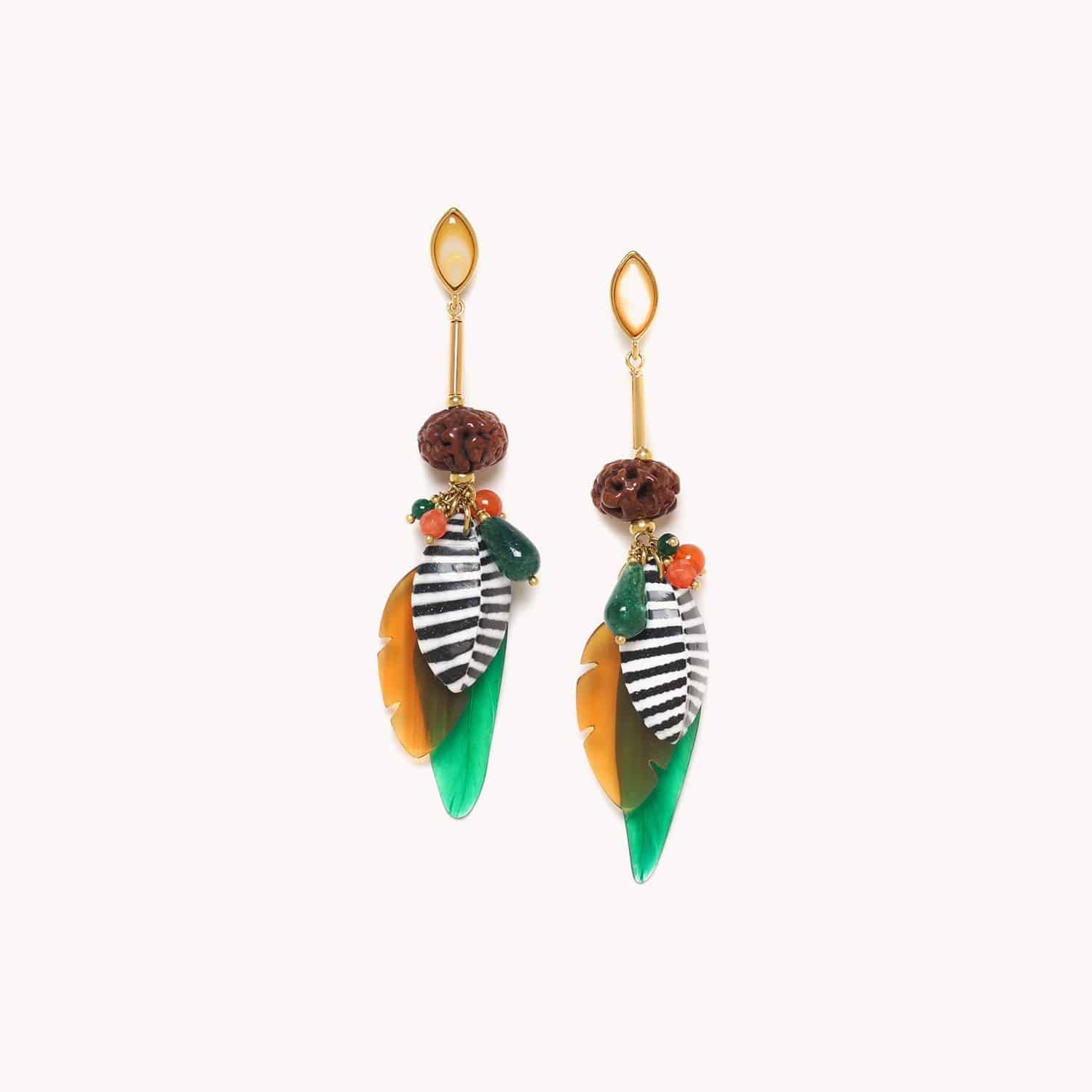 Boucles d'oreilles Nature Bijoux Euphoria aventurine corne jade 12--79130