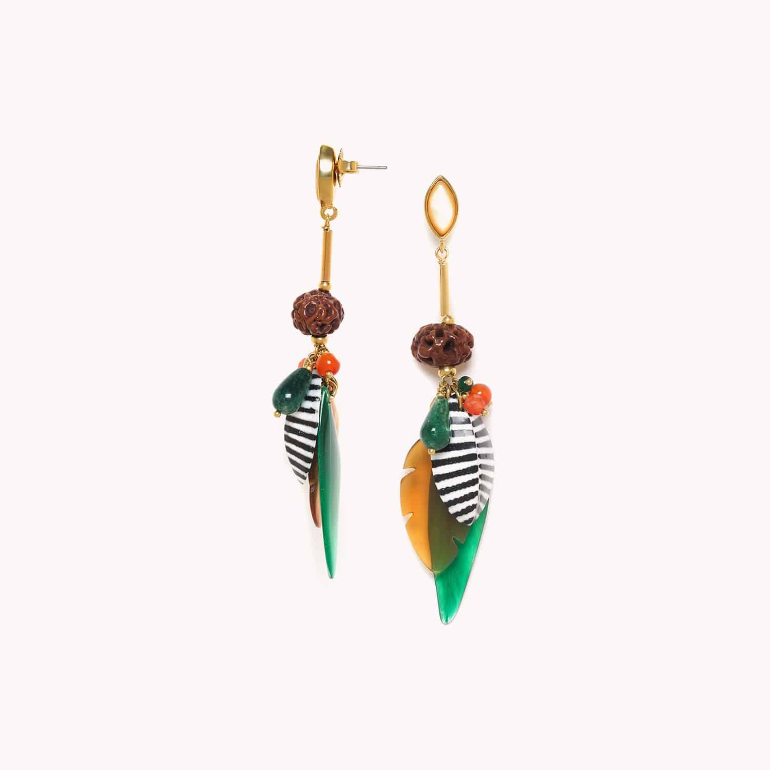 Détail porté poussoir vert grand modèle 12--79130 Nature Bijoux