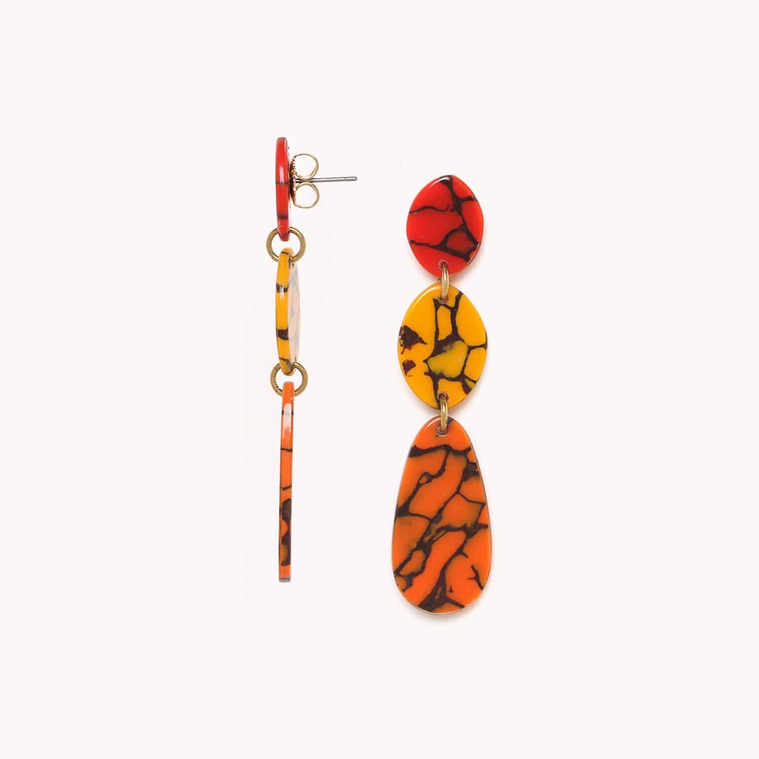 Boucles d'oreilles Stromboli portée détail fermeture poussoir 12--79175 Nature Bijoux