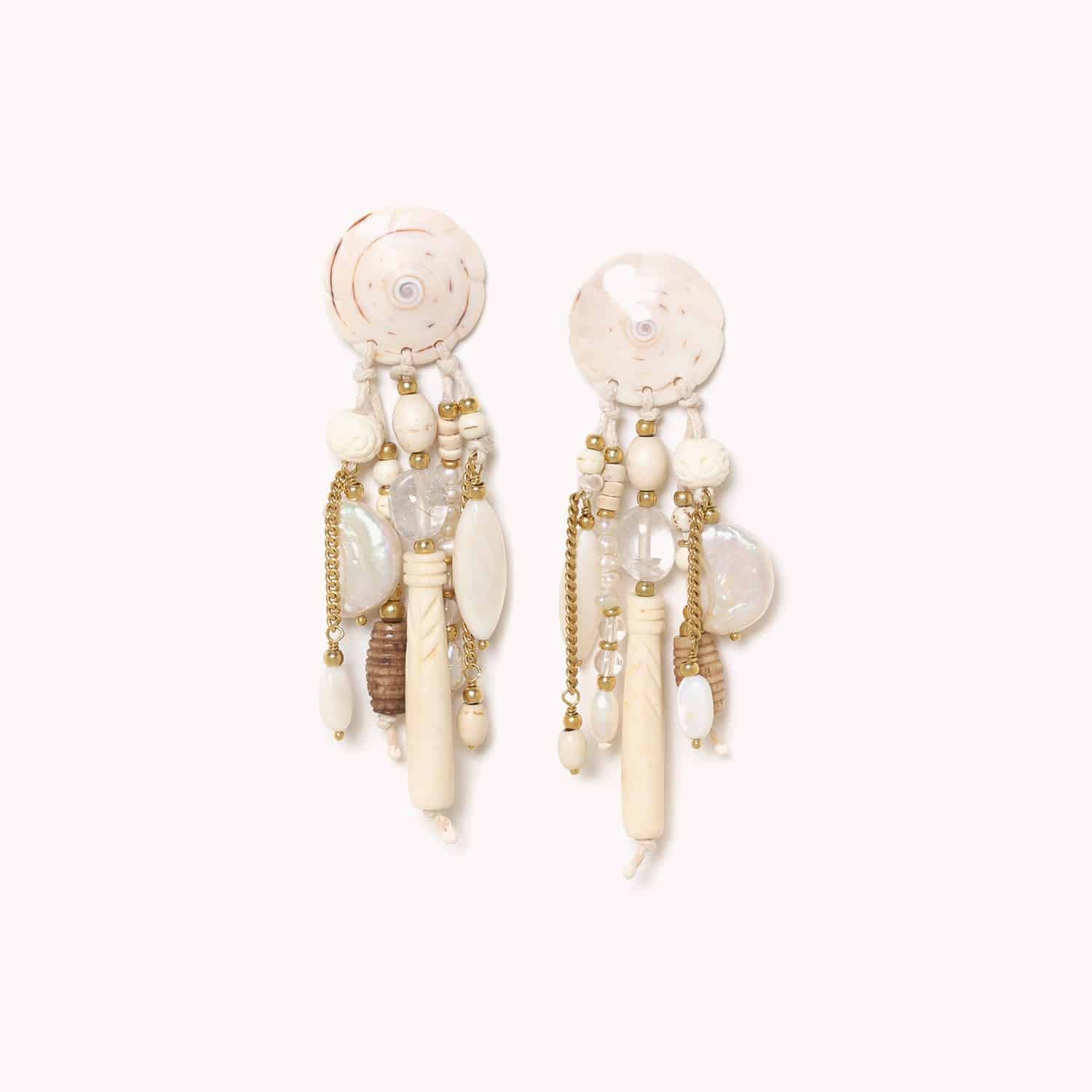 Boucles d'oreilles Pondichery multipampilles en matières naturelles 12--79250 Nature Bijoux