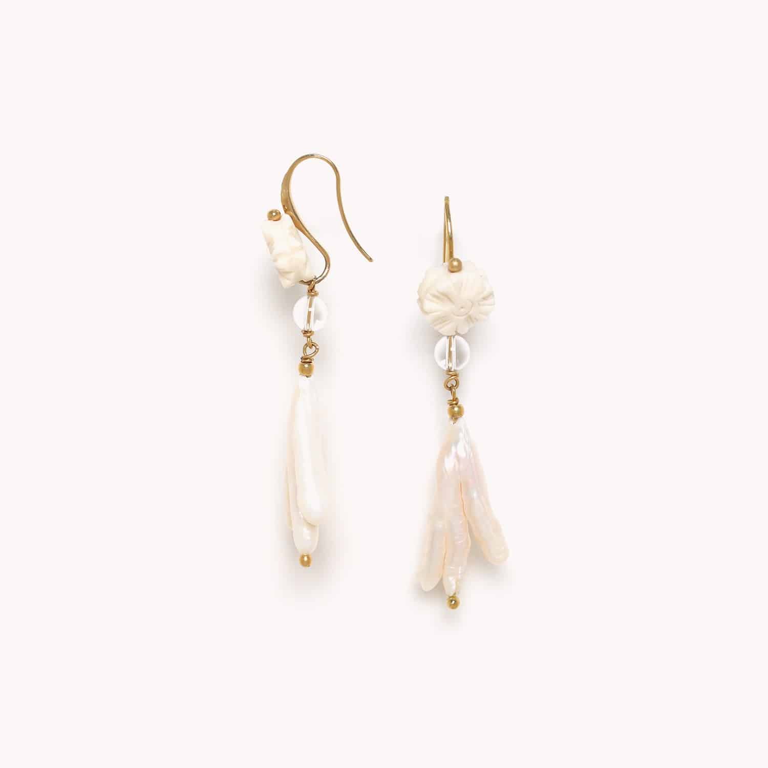 Boucles d'oreilles Pondichery perles de culture laiton 12--79259 Nature Bijoux
