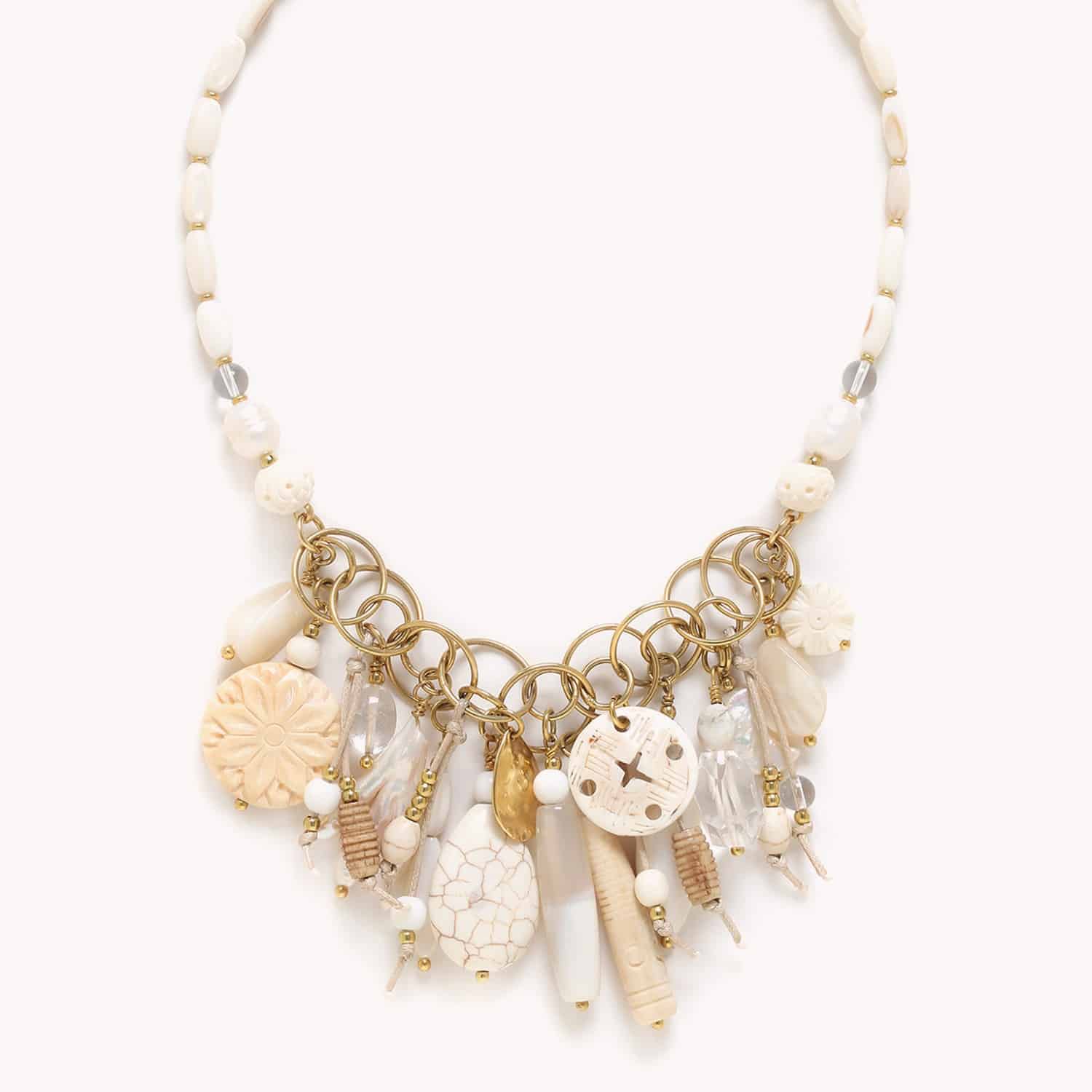 Collier Pondichery plastron multipampilles en agate et nacre 15--43050 Nature Bijoux