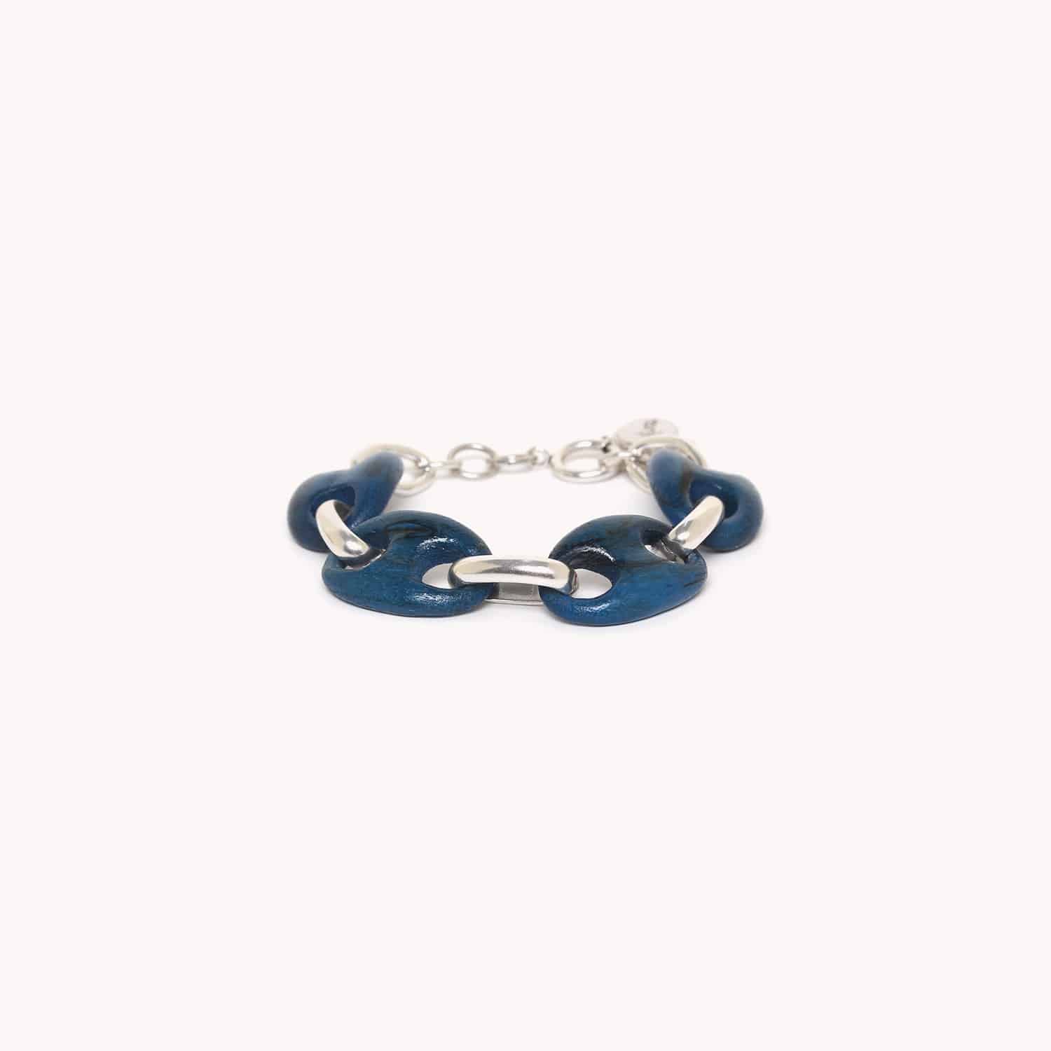 Bracelet Nature Bijoux Kaffe Bois & Chaîne Bleu 13--43352