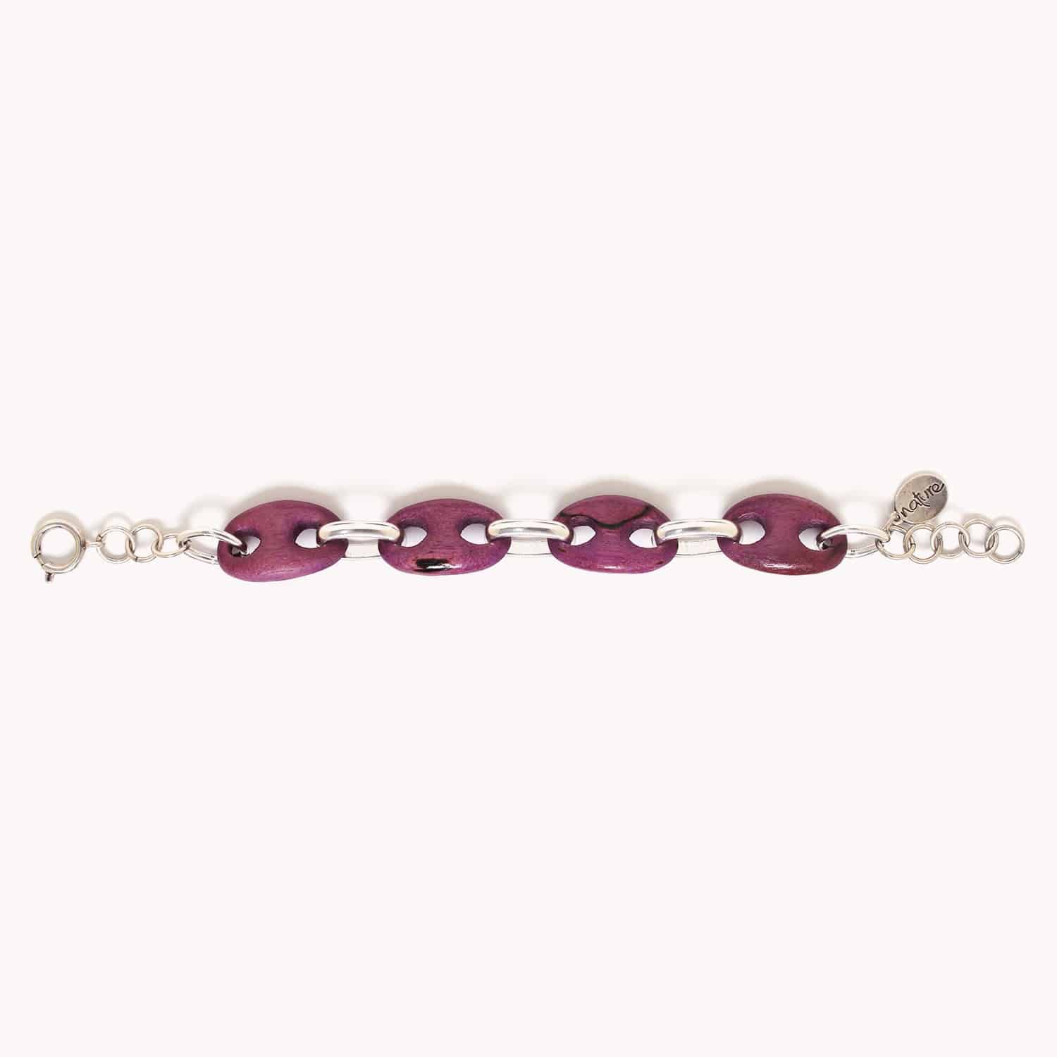 Détail bois et métal violet bracelet Kaffe 13--43354 Nature Bijoux