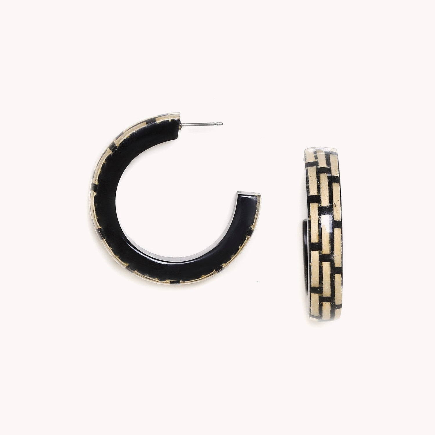 Boucles d'oreille collection Madam Bogolan en laiton, résine colorée et tissu sku 12CP78763 Nature Bijoux
