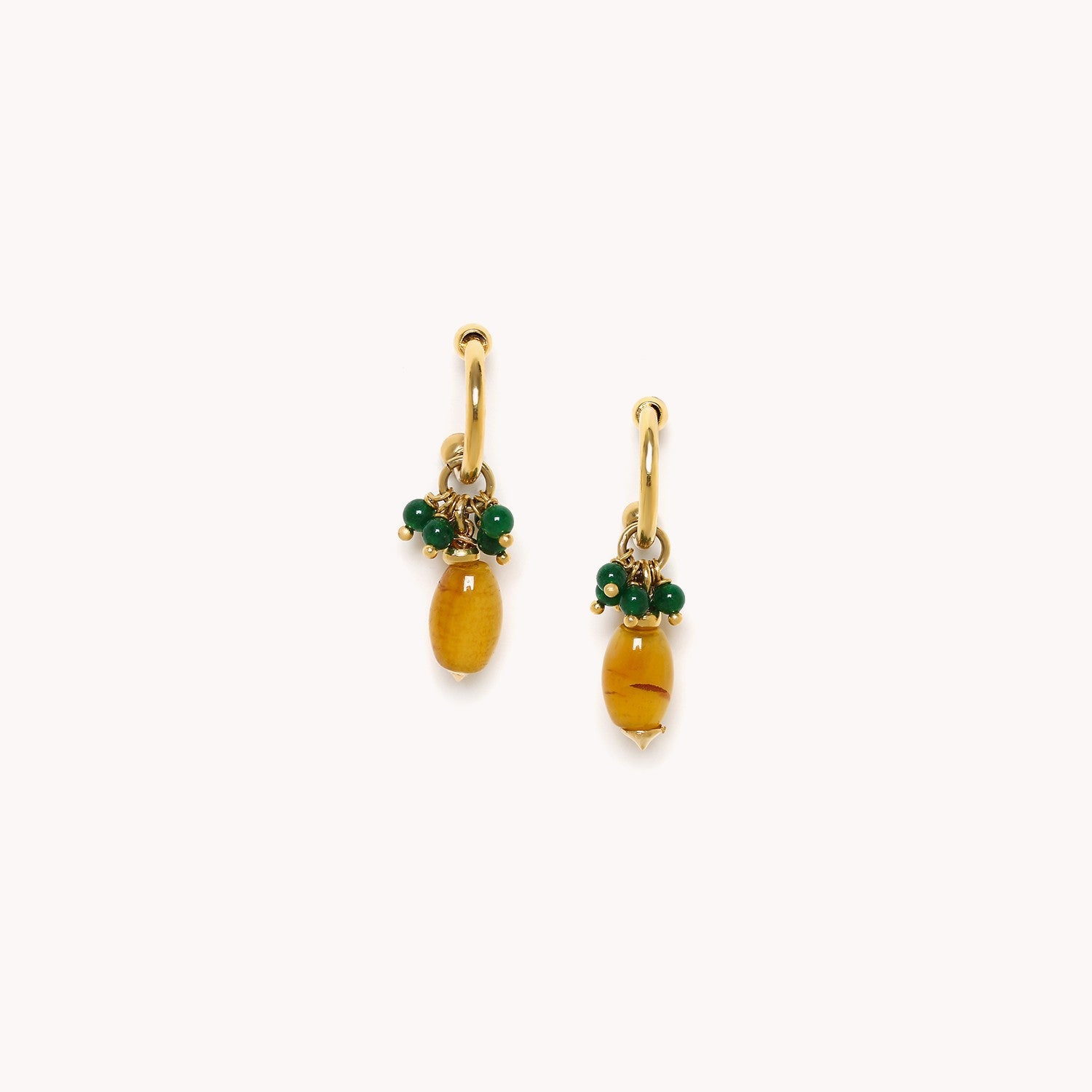 Boucles d'oreille Agata Verde Agate Jade Laiton 12CP79062 Nature Bijoux
