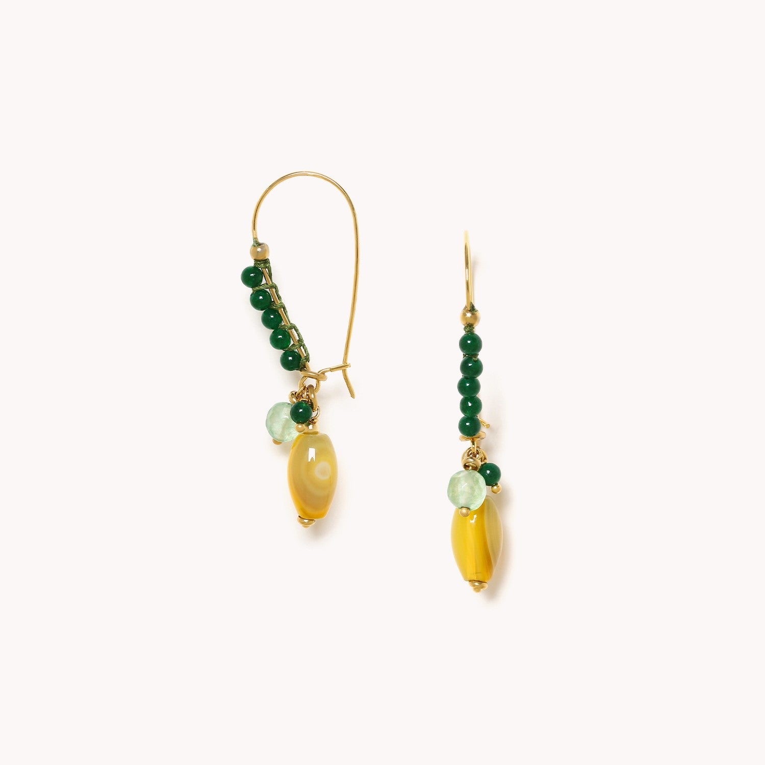 Boucles d'oreilles Agata Verde agate jade laiton 12CP79063 Nature Bijoux