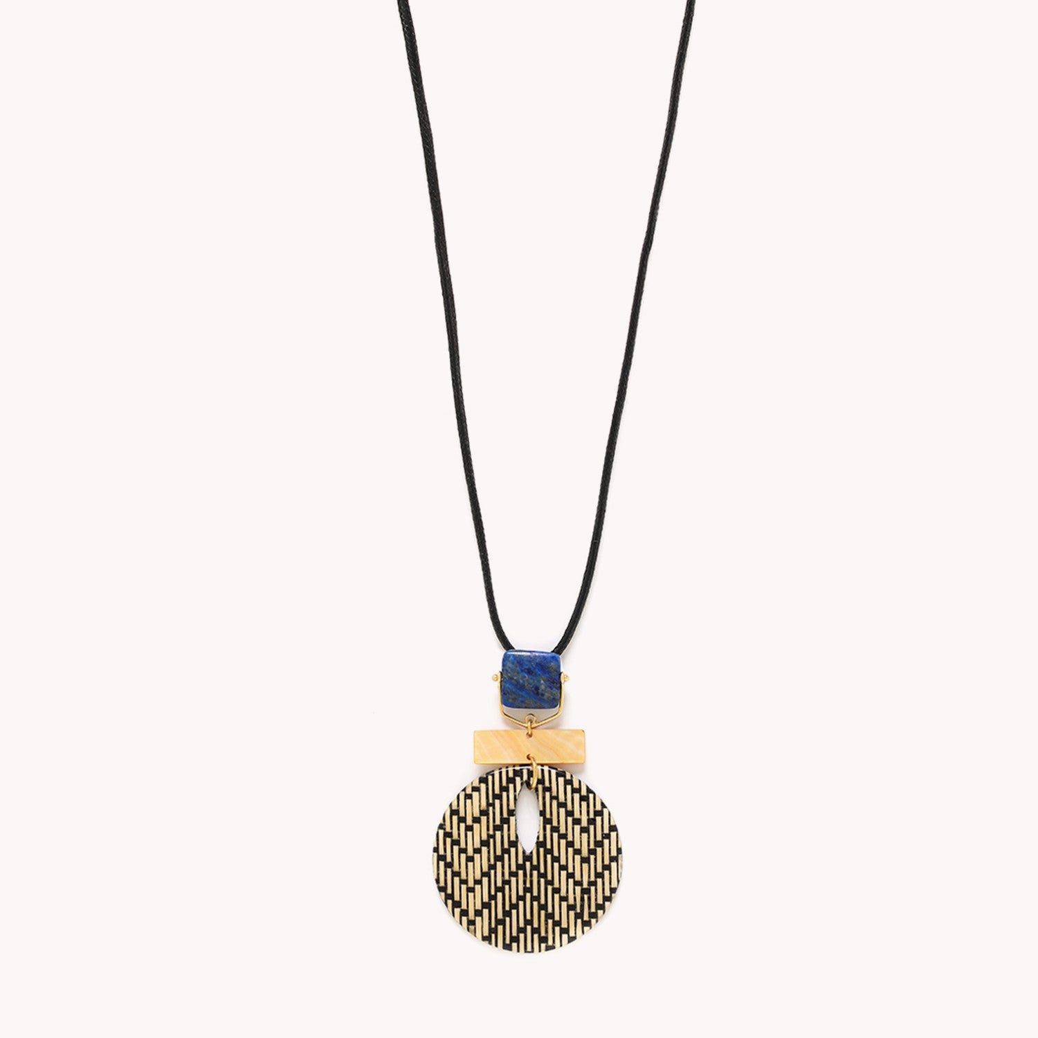 Collier Nature Bijoux Madam Bogolan Lapis-lazuli Nacre dorée 15CP42841