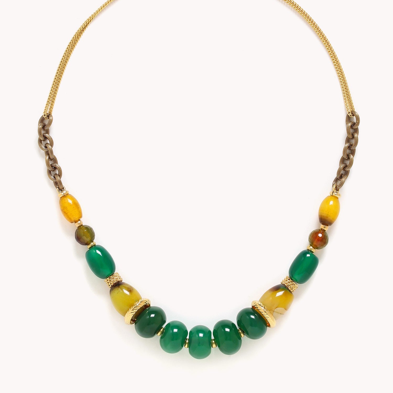 Collier court Agata Verde vert en agate et jade 15CP42941 Nature Bijoux