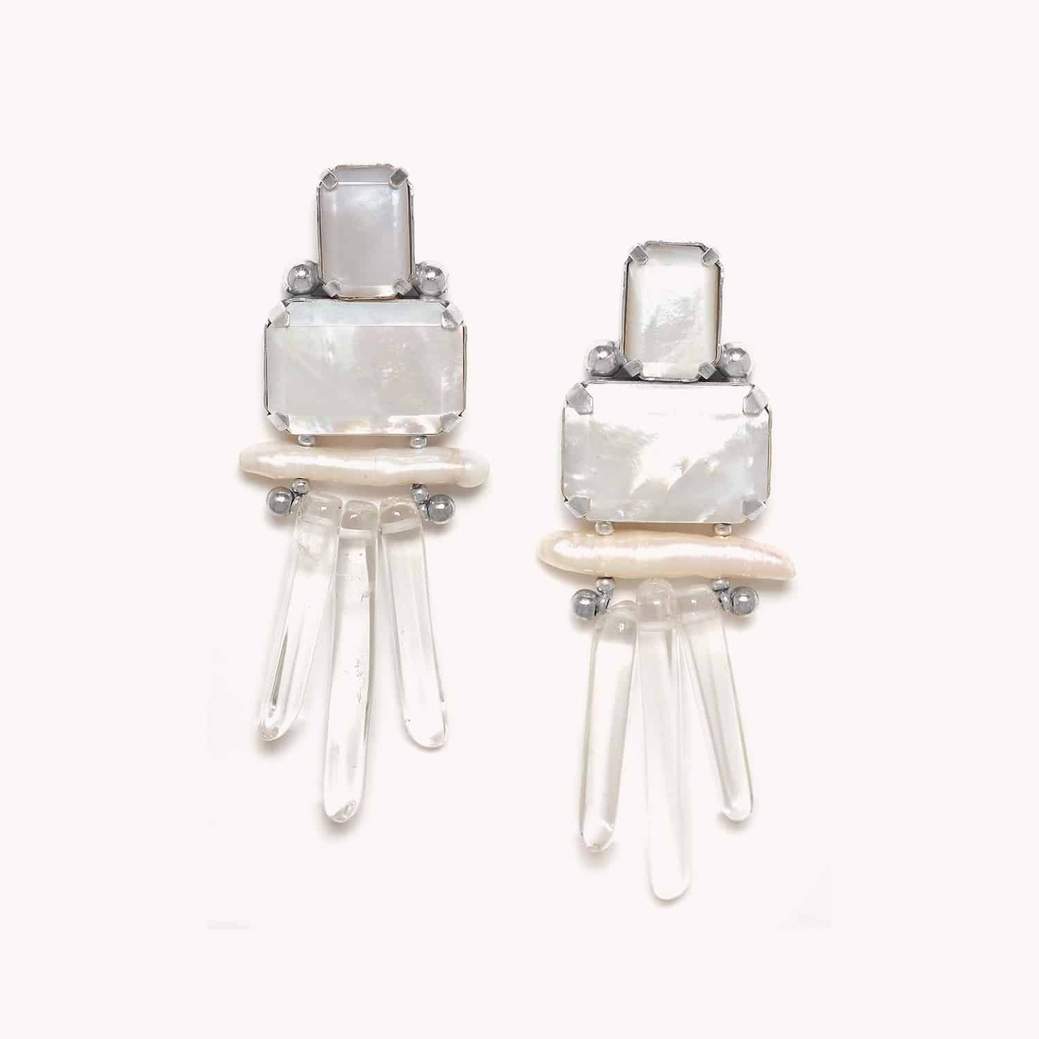 Boucles d'oreilles Helsinki nacre cristal perles 12--79490 Nature Bijoux