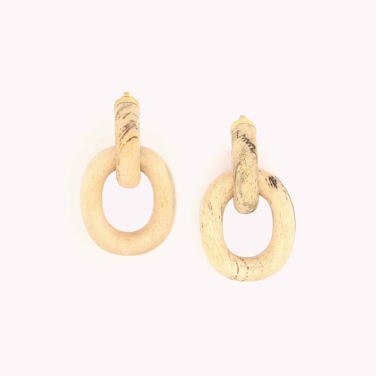 Boucles d'oreilles Aretha en bois de tamarinier 12--79585 Nature Bijoux
