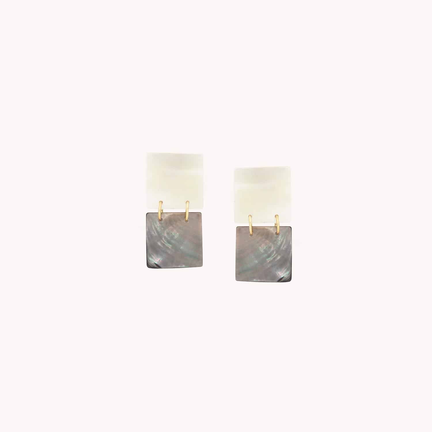 Boucles d'oreilles Capablanca doré à l'or fin blanc noir 12--79785 Nature Bijoux
