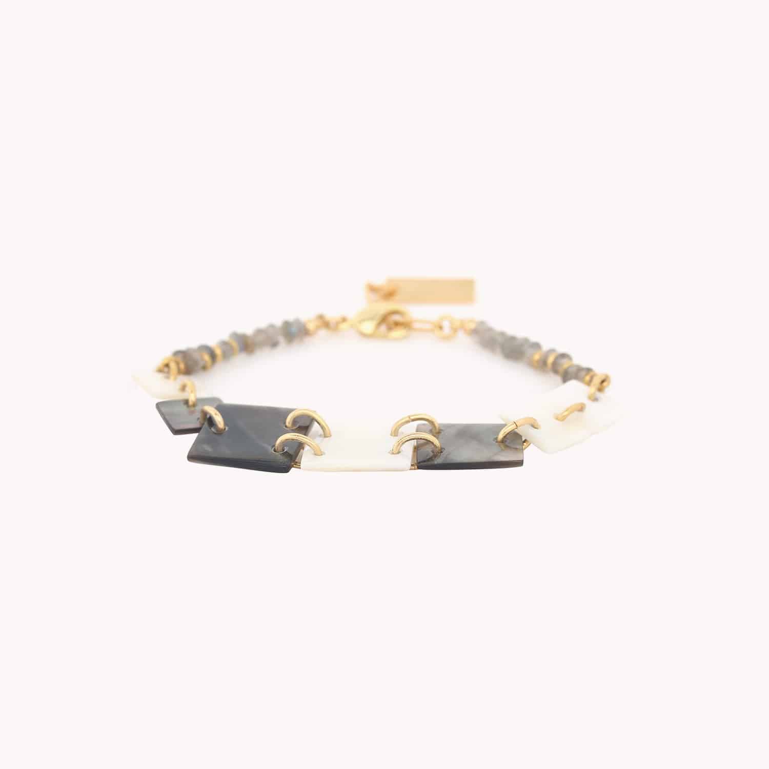 Bracelet Capablanca 7 carrés de nacre 13--44010 Nature Bijoux