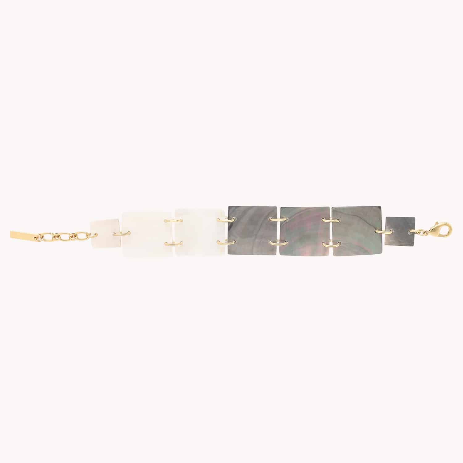 Bracelet ajustable grands carrés détail nacre 13--44011 Nature Bijoux